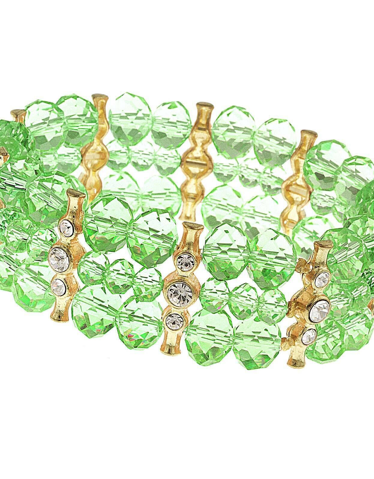 2028 Jewelry Multi Round Crystal 3-Row Beaded Stretch Bracelet