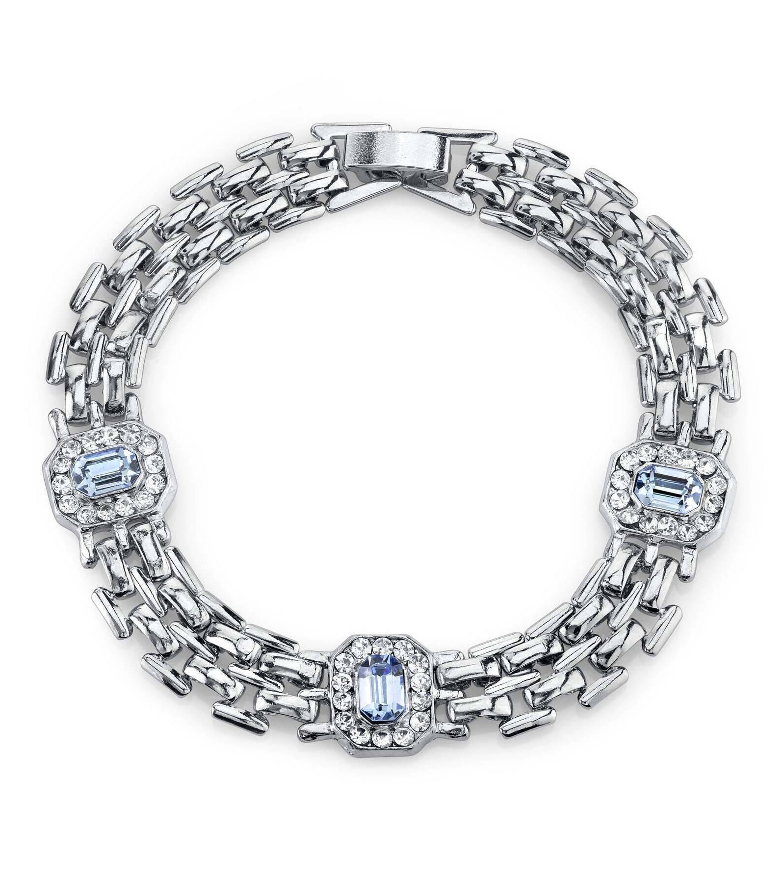 2028 Jewelry Light Sapphire Blue And Crystal Clasp Bracelet