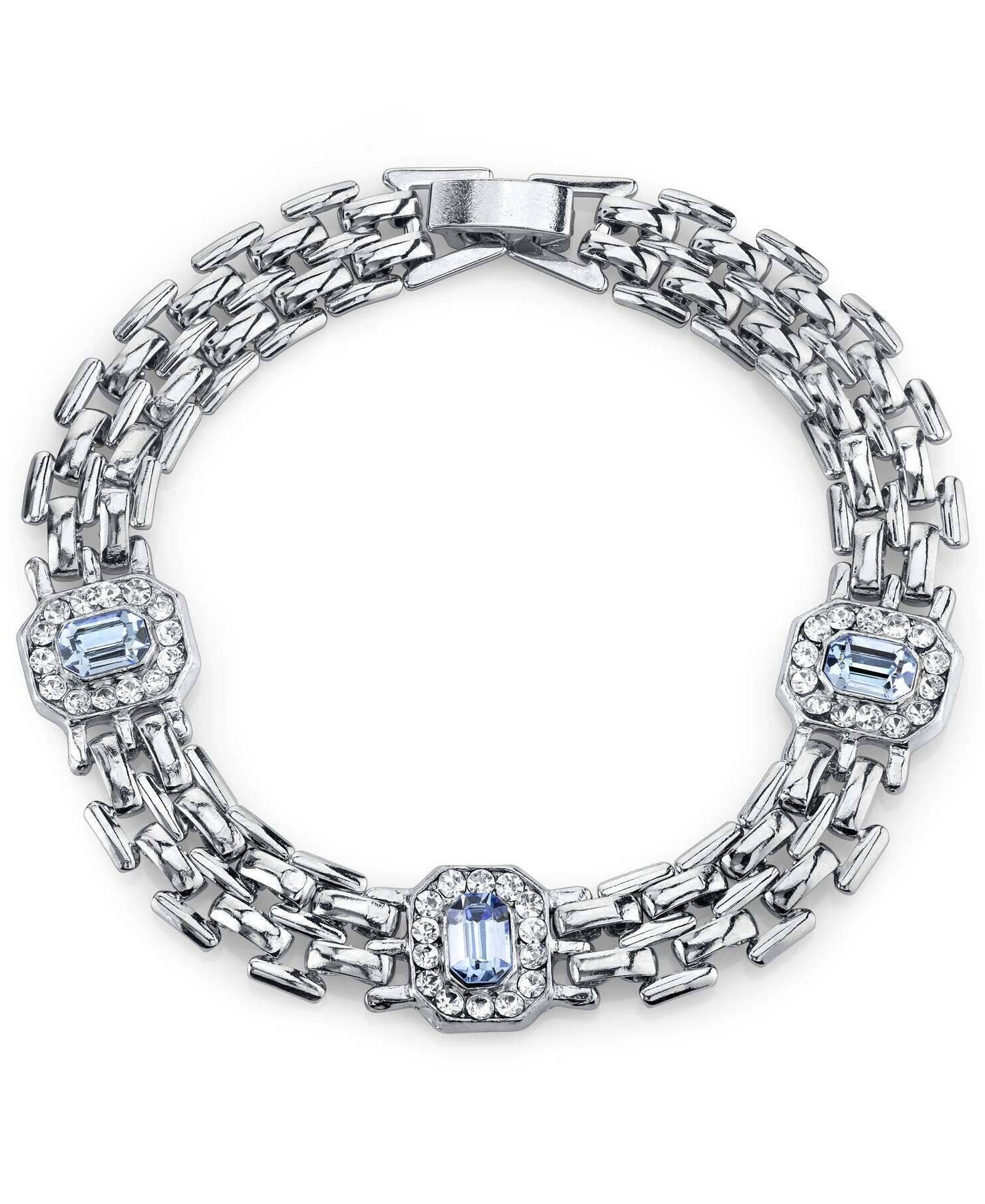 2028 Jewelry Light Sapphire Blue And Crystal Clasp Bracelet