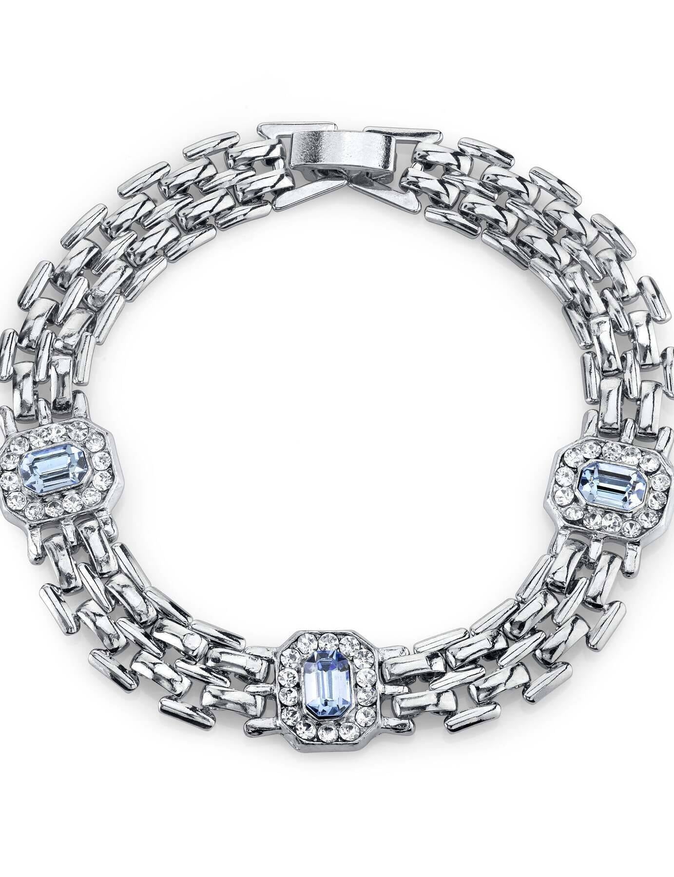 2028 Jewelry Light Sapphire Blue And Crystal Clasp Bracelet