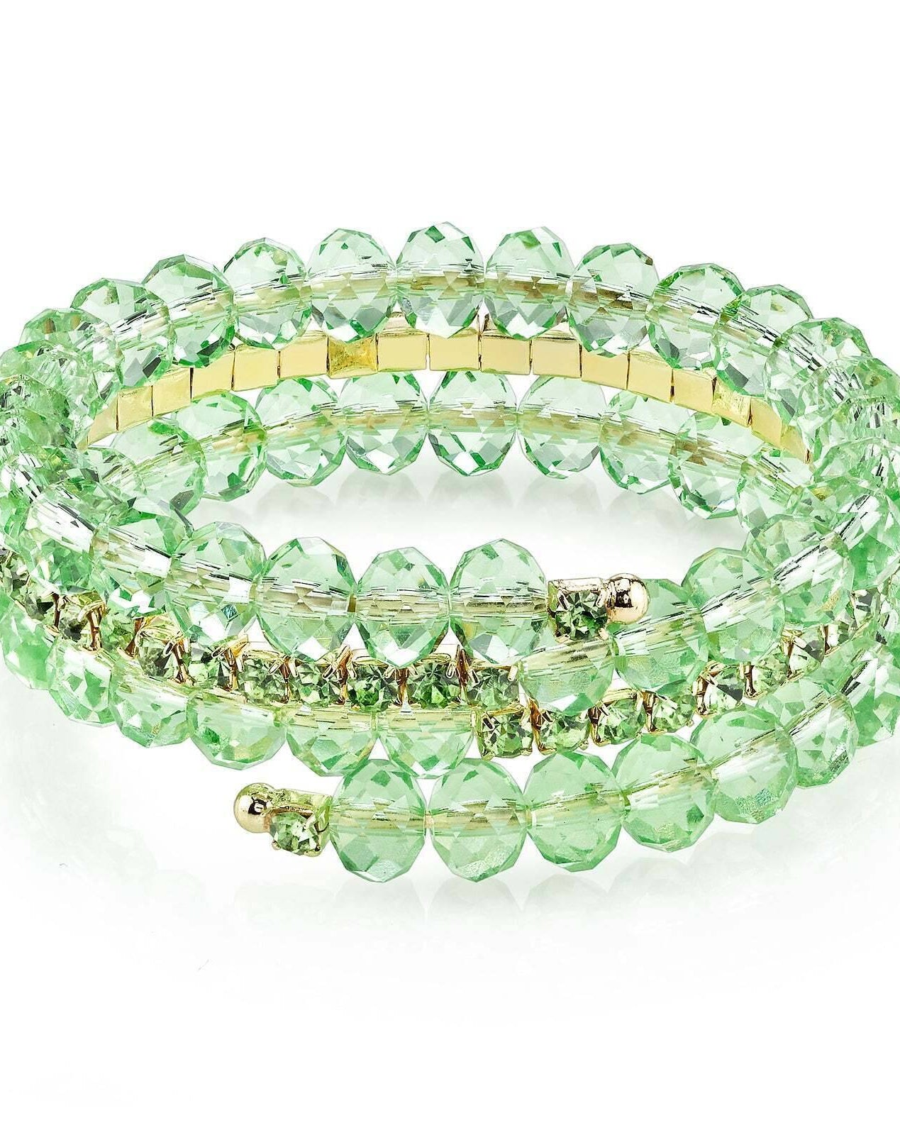 1928 Jewelry Lux-Cut Beaded Glass Crystal Coil Bracelet
