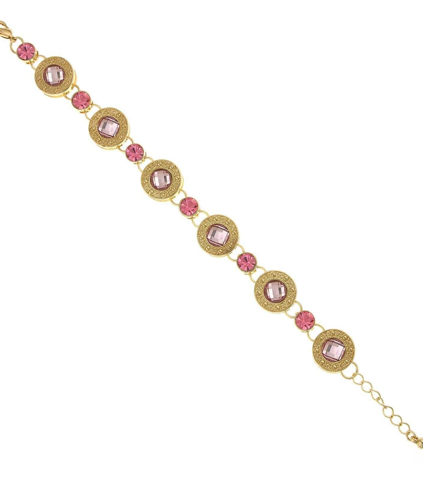 2028 Jewelry Round Medallion Stone Link Bracelet