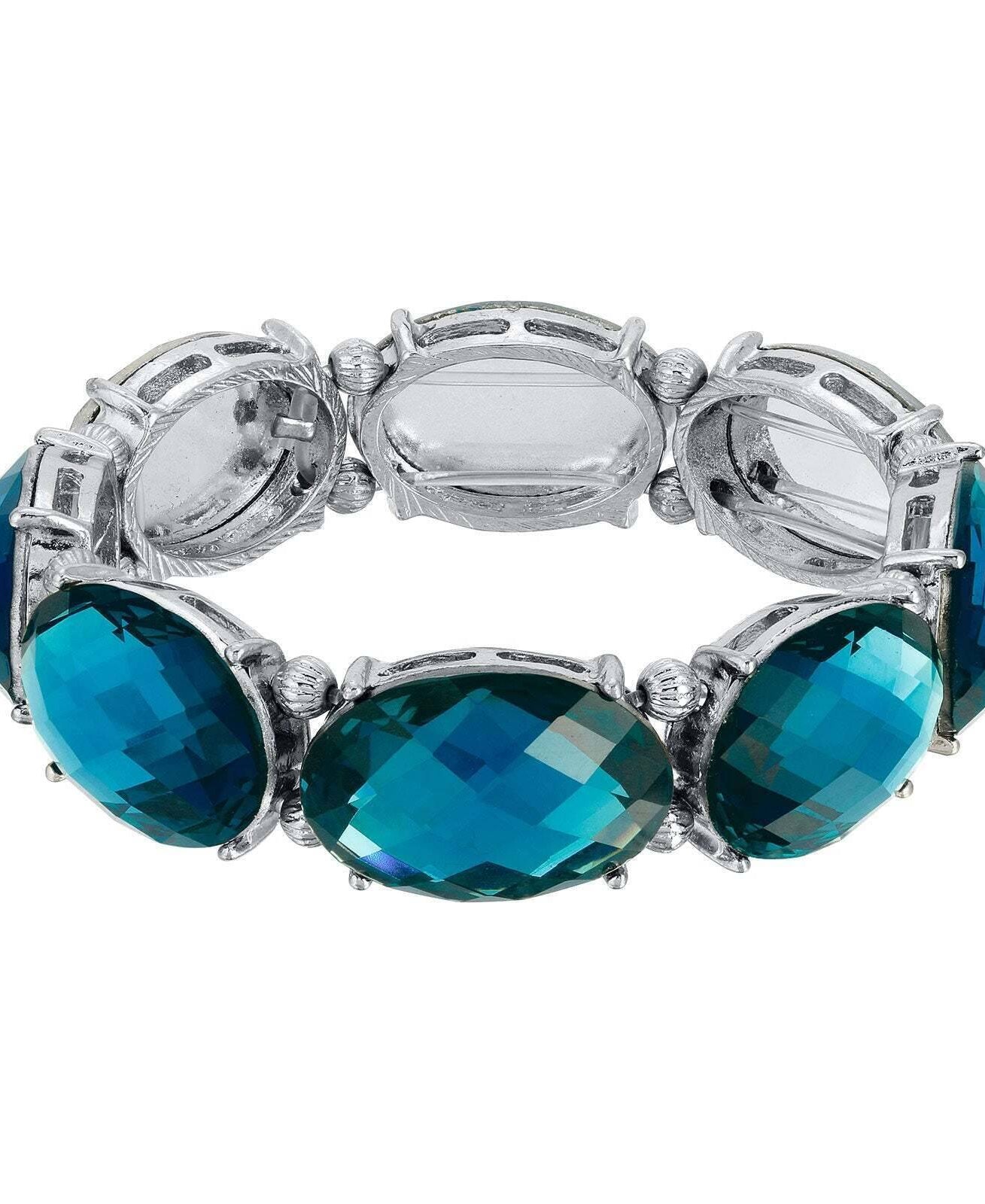 2028 Jewelry Oval Faceted Stretch Bracelet