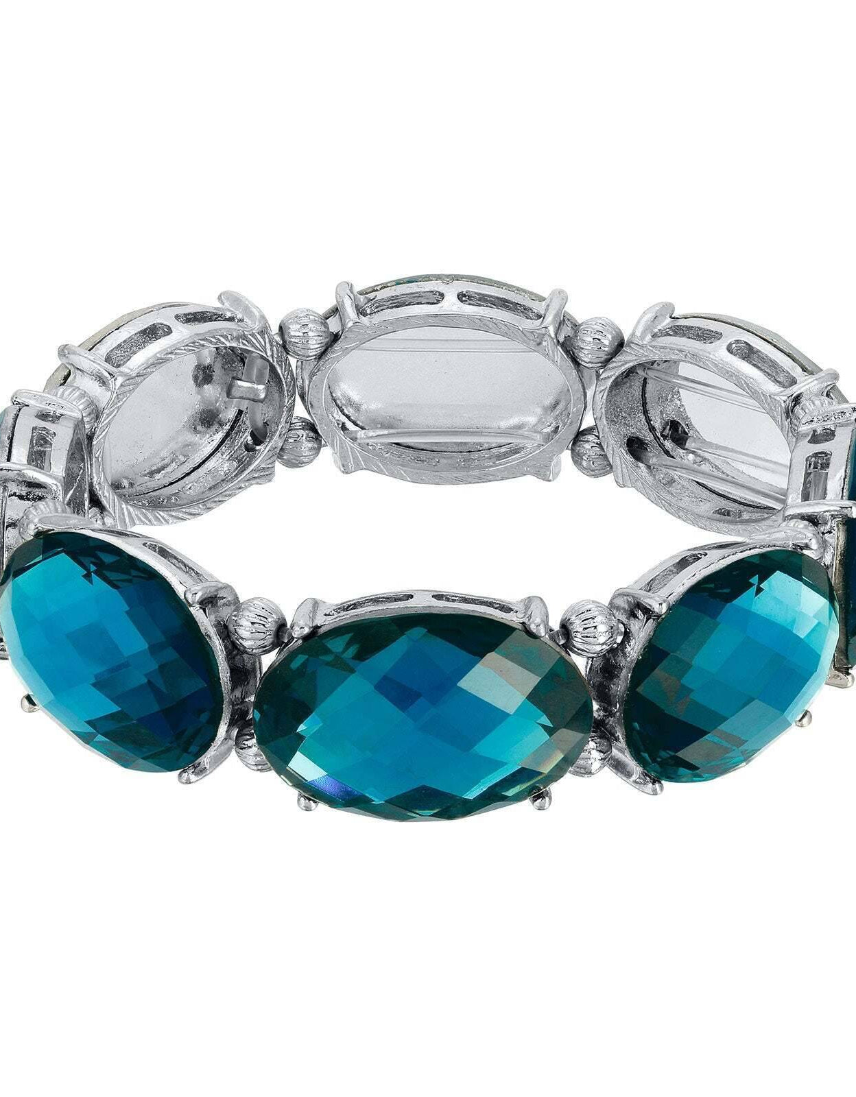 2028 Jewelry Oval Faceted Stretch Bracelet