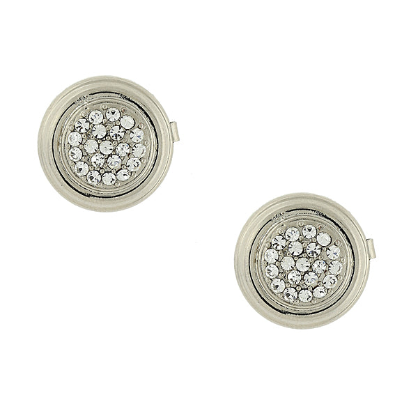 Silver Tone Pave Crystal Button Cover