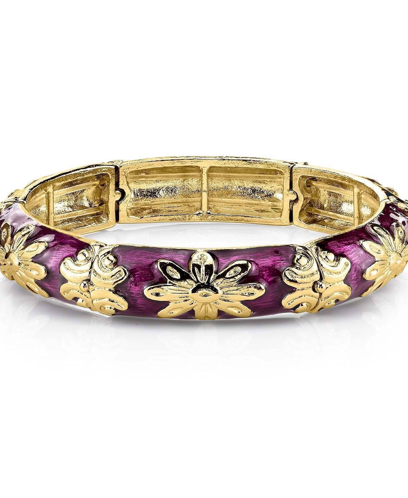 1928 Jewelry Floral Enamel Stretch Bracelet