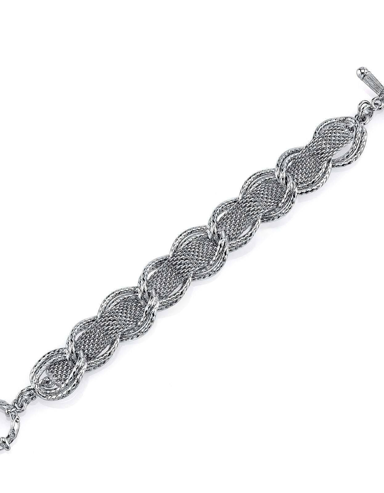 2028 Jewelry Silver Mesh & Link Chain Toggle Bracelet