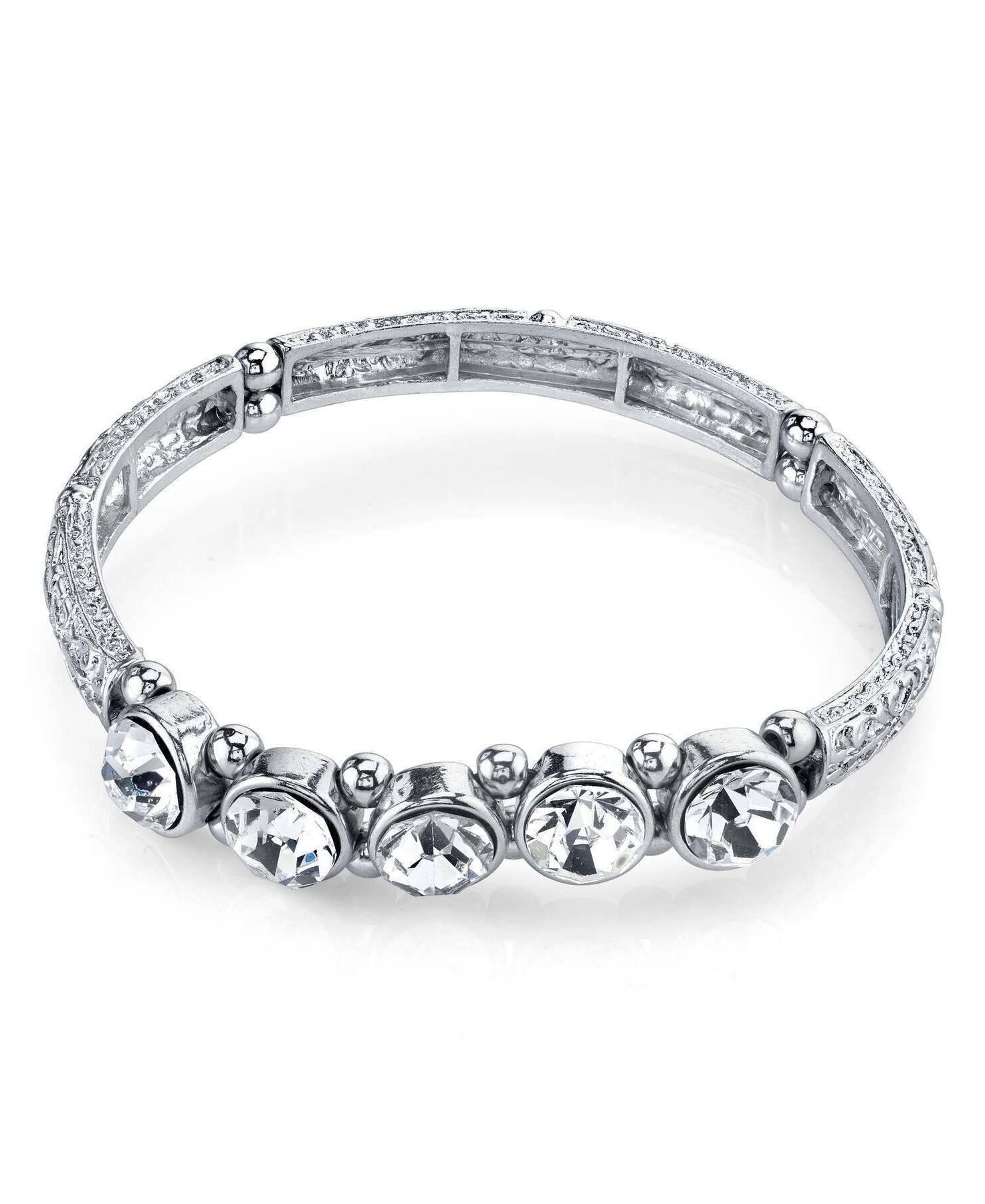 2028 Jewelry Floral Multi Bead And Crystal Stretch Bracelet