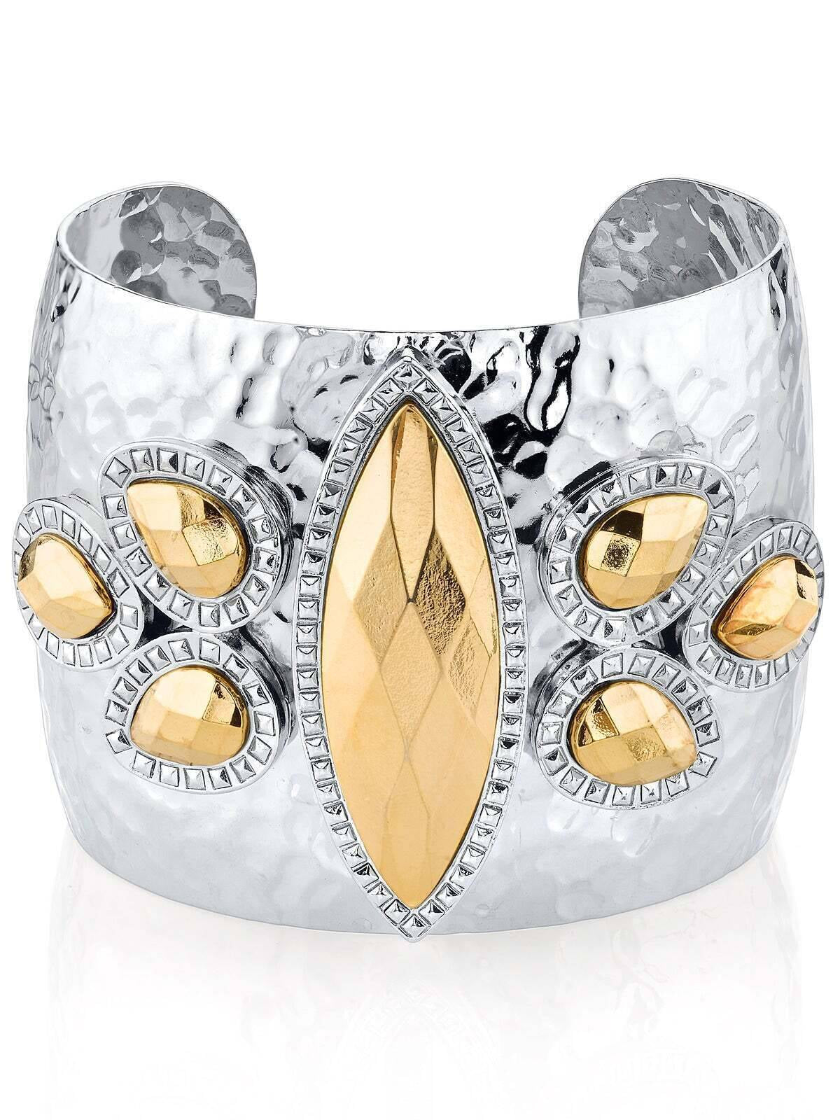 1928 Jewelry Fusion Lux Large Cuff Marquis Bracelet