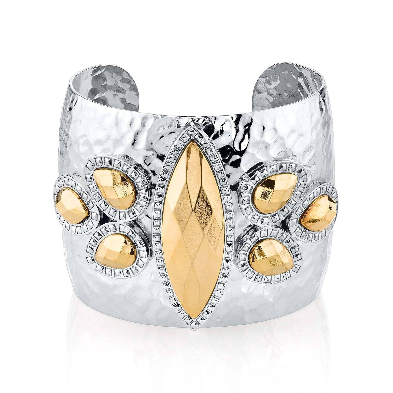 1928 Jewelry Fusion Lux Large Cuff Marquis Bracelet