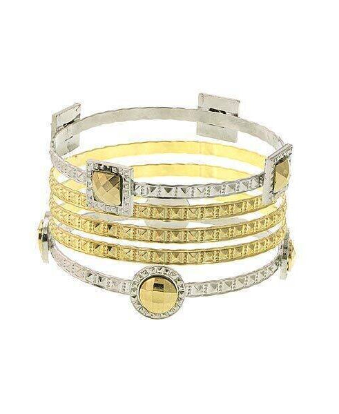 1928 Jewelry Fusion Lux Five Row Round And Square Accent Bangle Bracelet