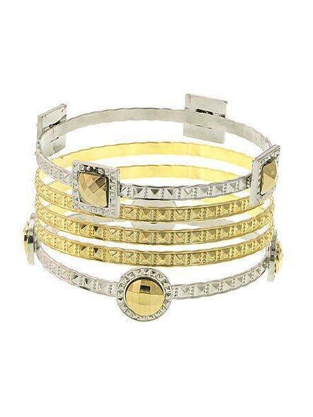 1928 Jewelry Fusion Lux Five Row Round And Square Accent Bangle Bracelet