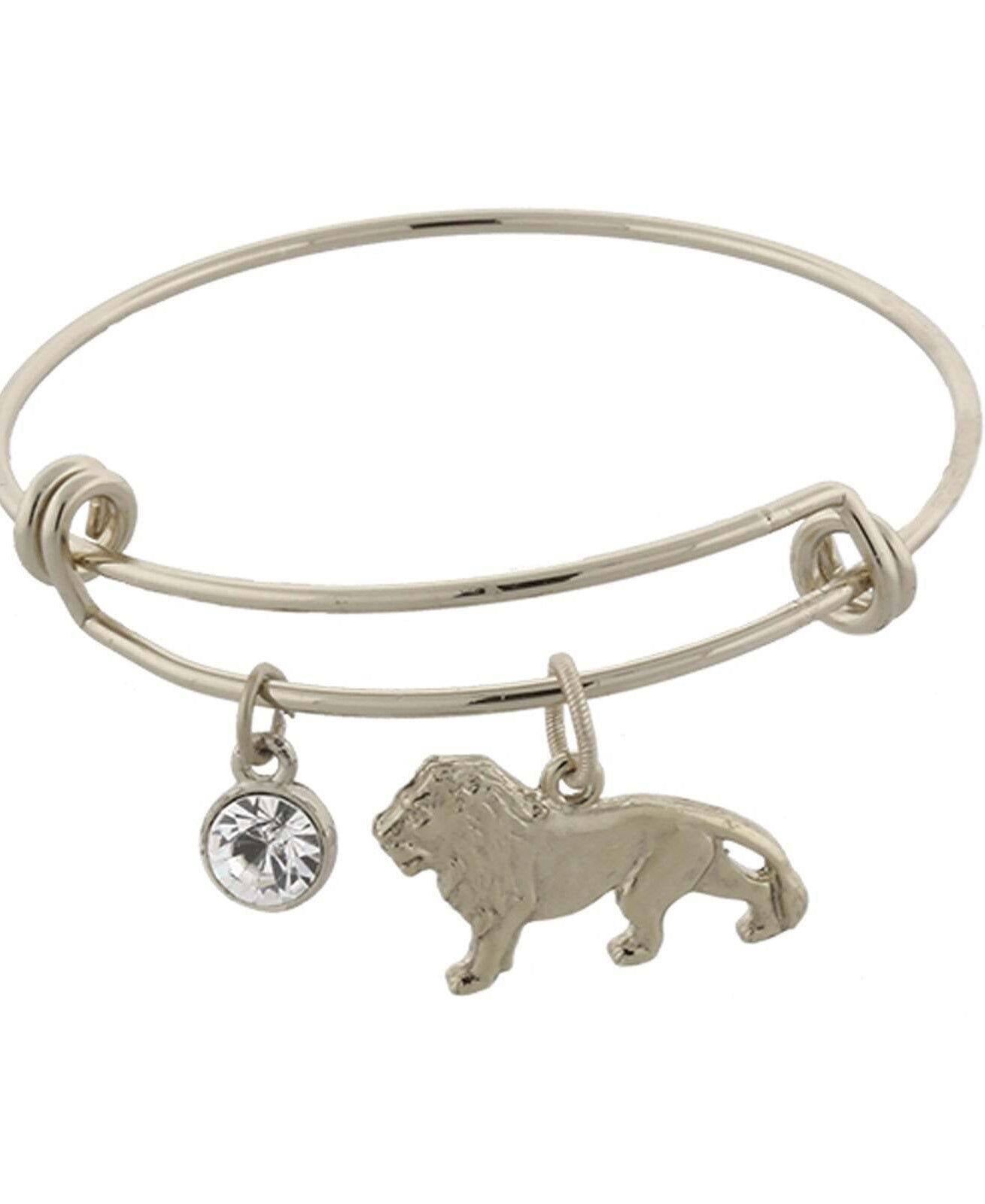 1928 Jewelry Cecil The Lion And Crystal Expandable Wire Bracelet