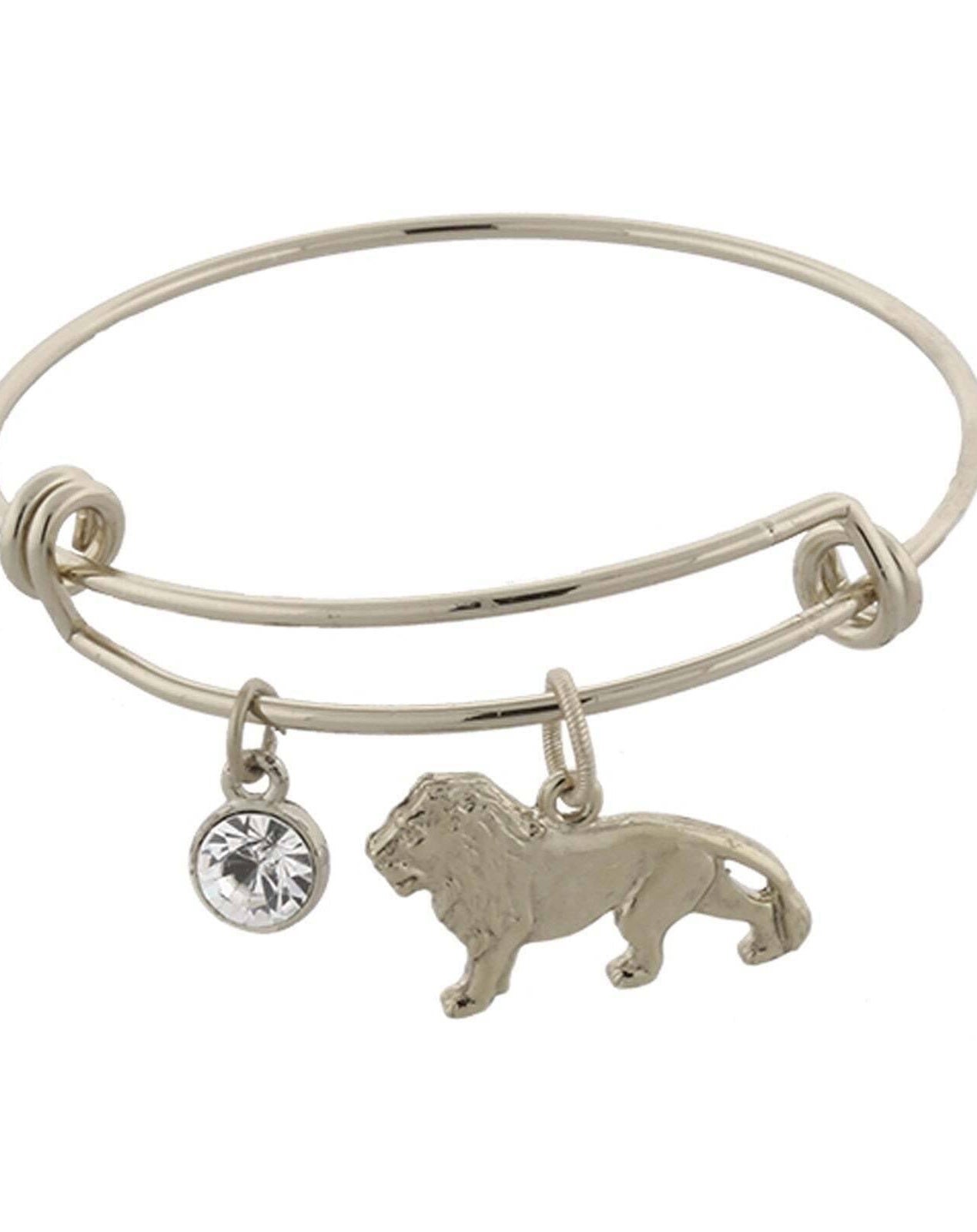 1928 Jewelry Cecil The Lion And Crystal Expandable Wire Bracelet