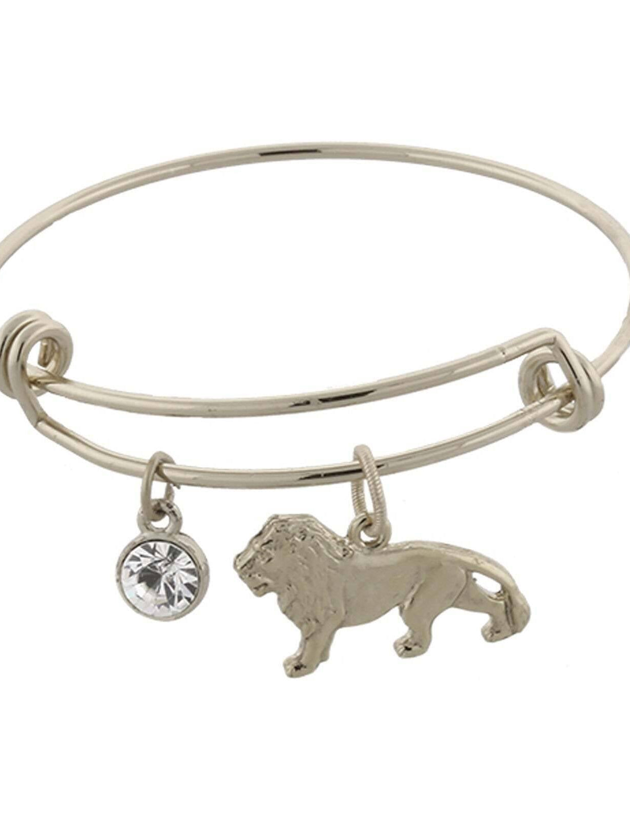 1928 Jewelry Cecil The Lion And Crystal Expandable Wire Bracelet