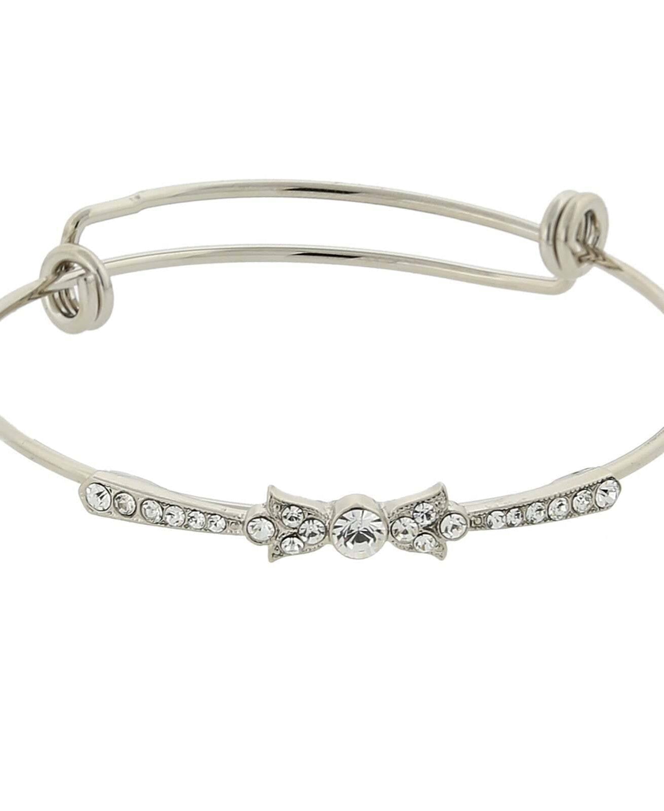 1928 Jewelry Clear Crystal Wire Bangle Bracelet