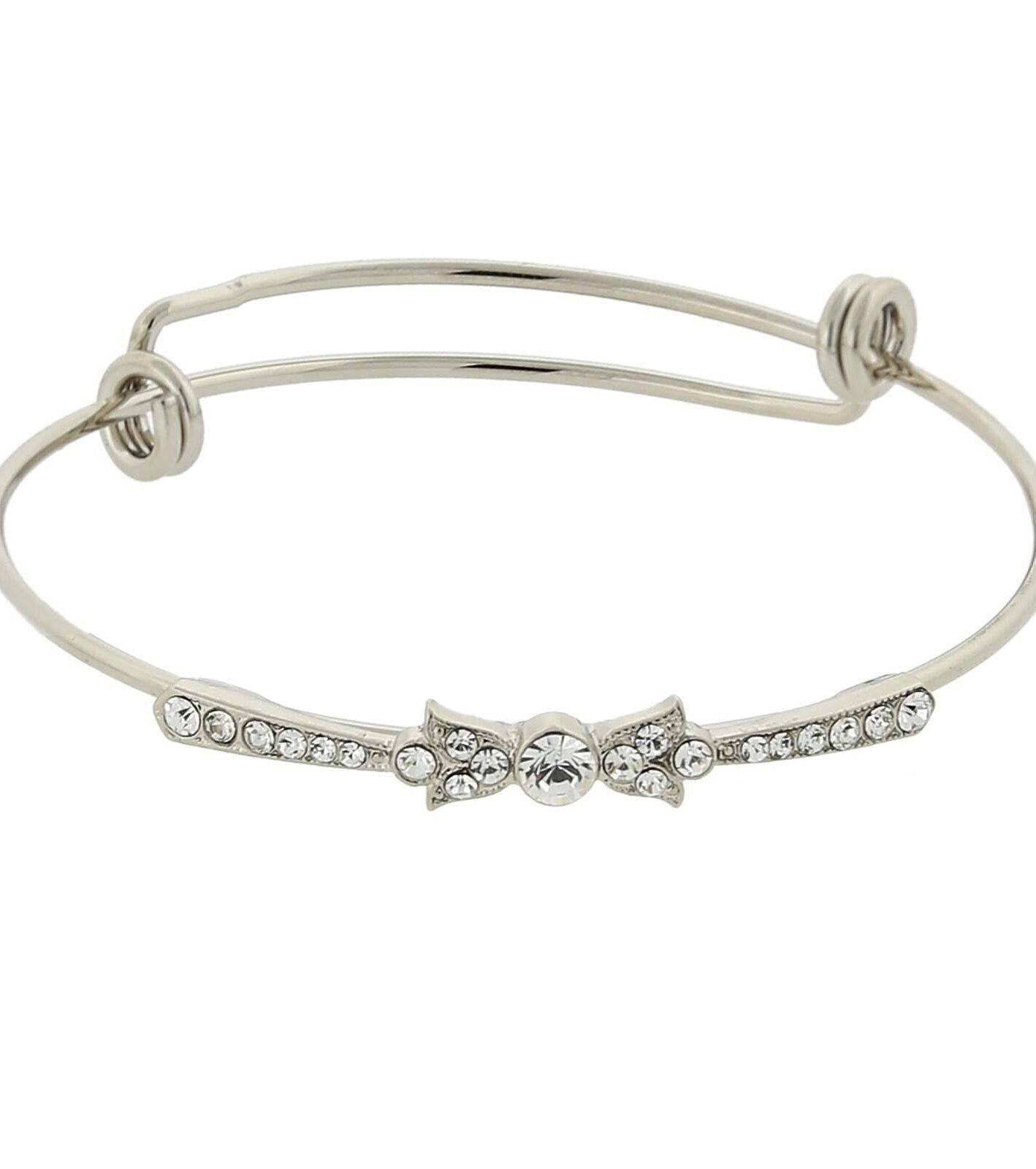 1928 Jewelry Clear Crystal Wire Bangle Bracelet