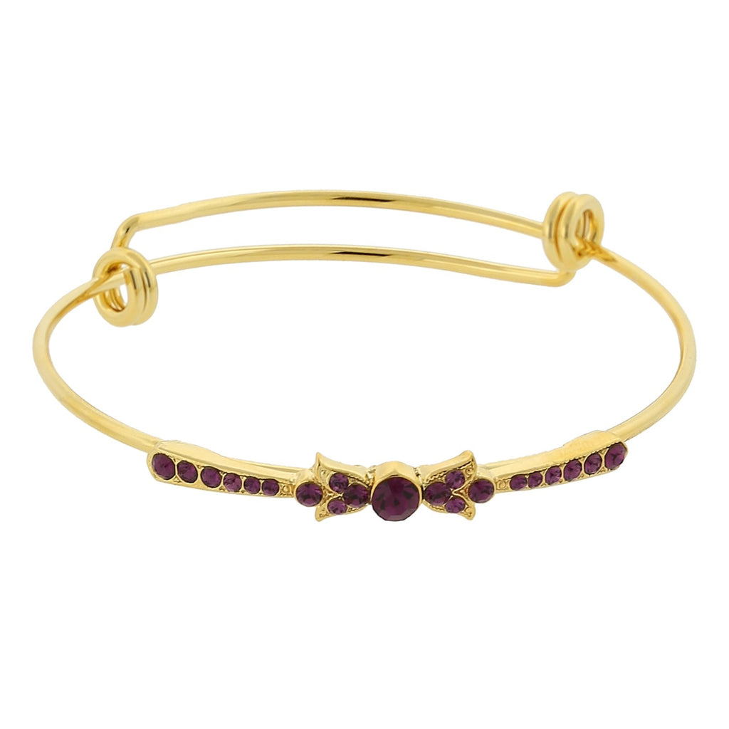 1928 jewelry gold tone rose crystal wire bangle bracelet