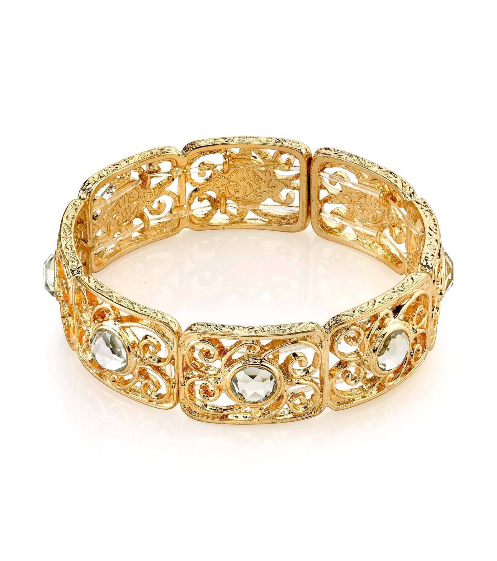 2028 Jewelry Elegance Filigree Crystal Stretch Bracelet