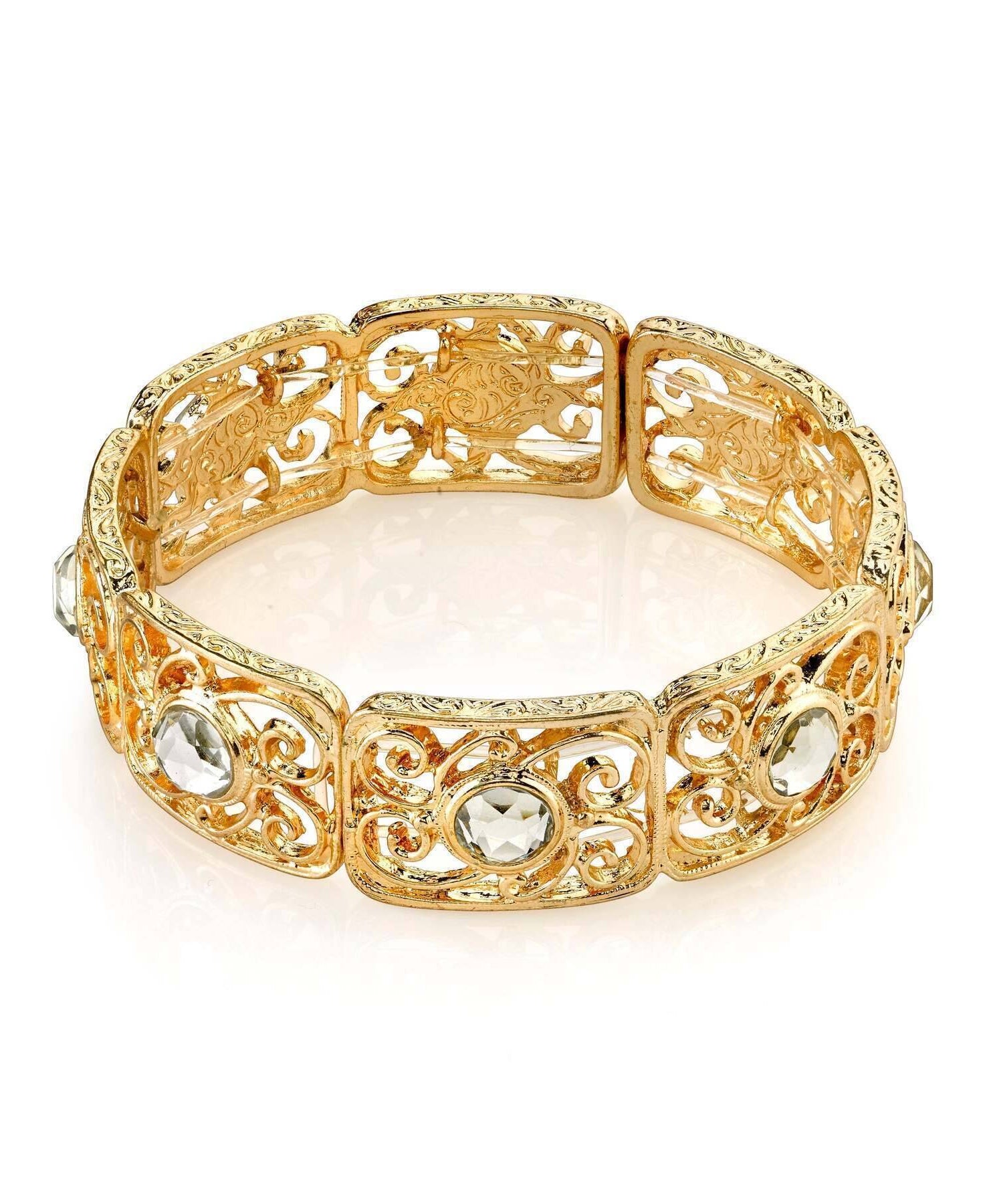 2028 Jewelry Elegance Filigree Crystal Stretch Bracelet