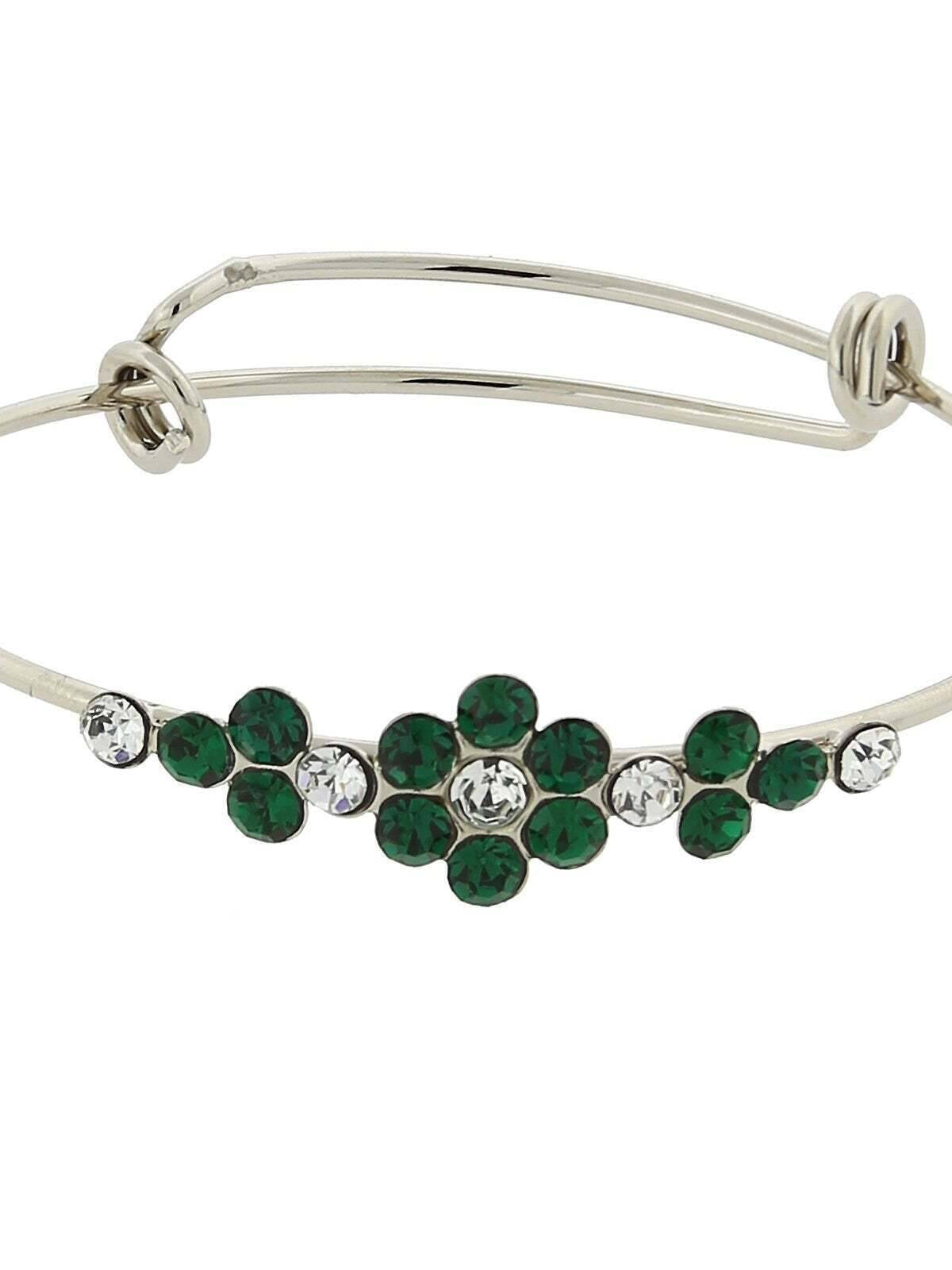 1928 Jewelry Clear Crystal Flower Wire Bangle Bracelet