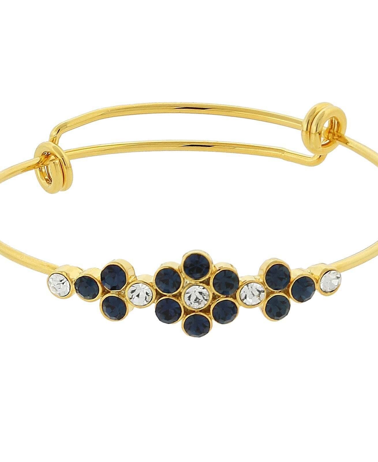 1928 Jewelry Crystal Flower Wire Bangle Bracelet