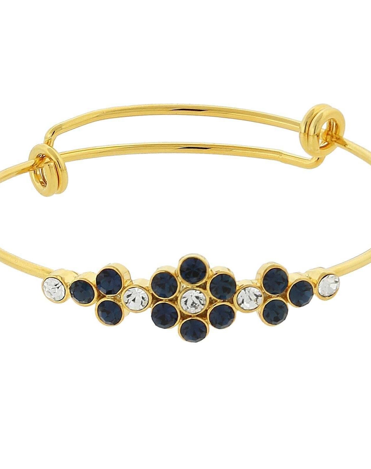 1928 Jewelry Crystal Flower Wire Bangle Bracelet