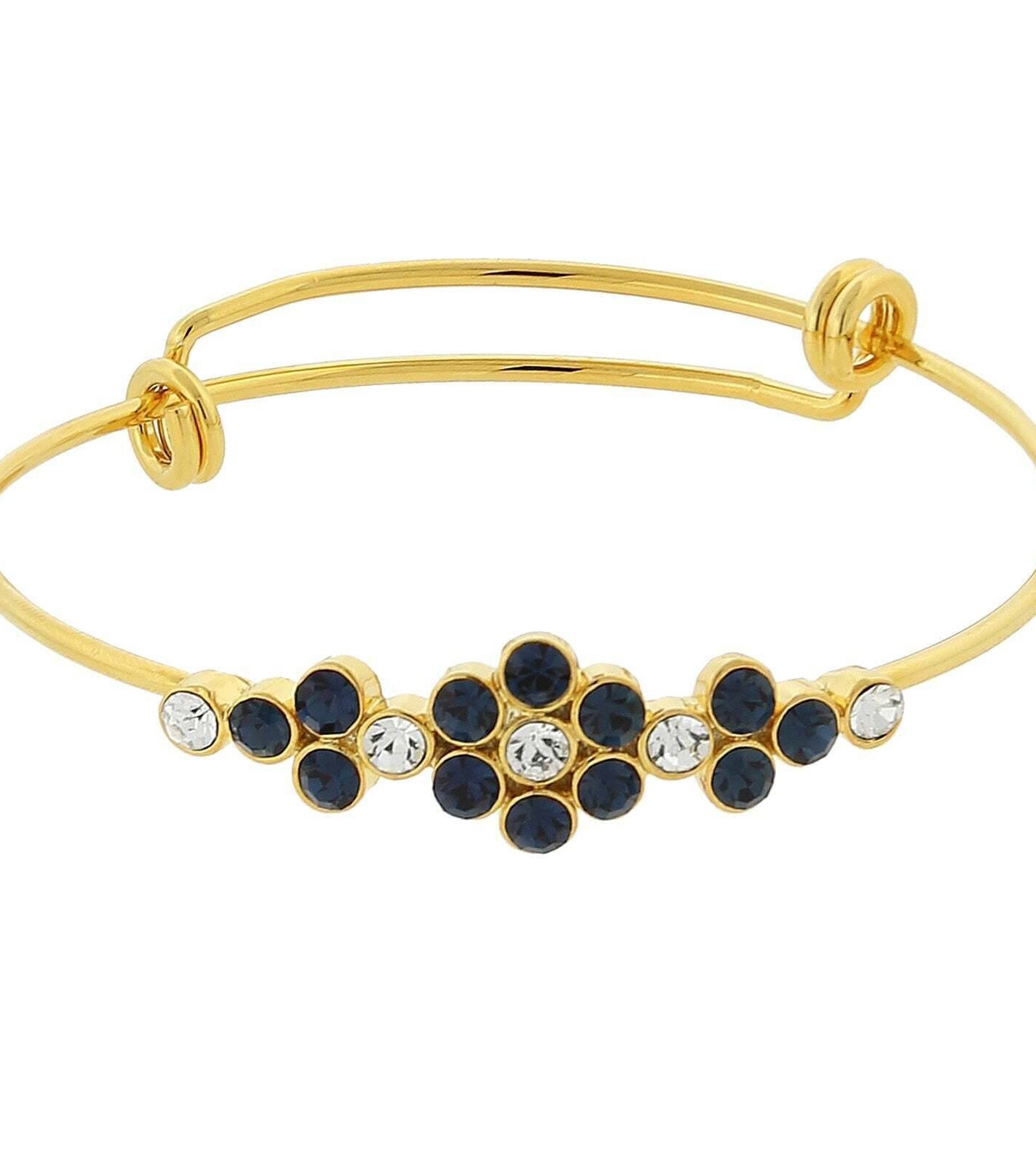 1928 Jewelry Crystal Flower Wire Bangle Bracelet