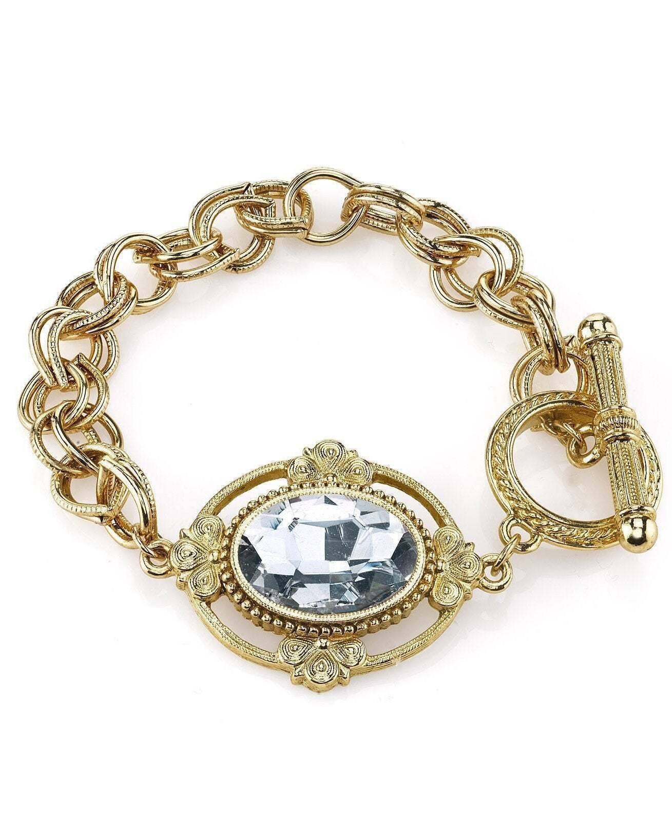 1928 Jewelry Oval Austrian Crystal Toggle Bracelet