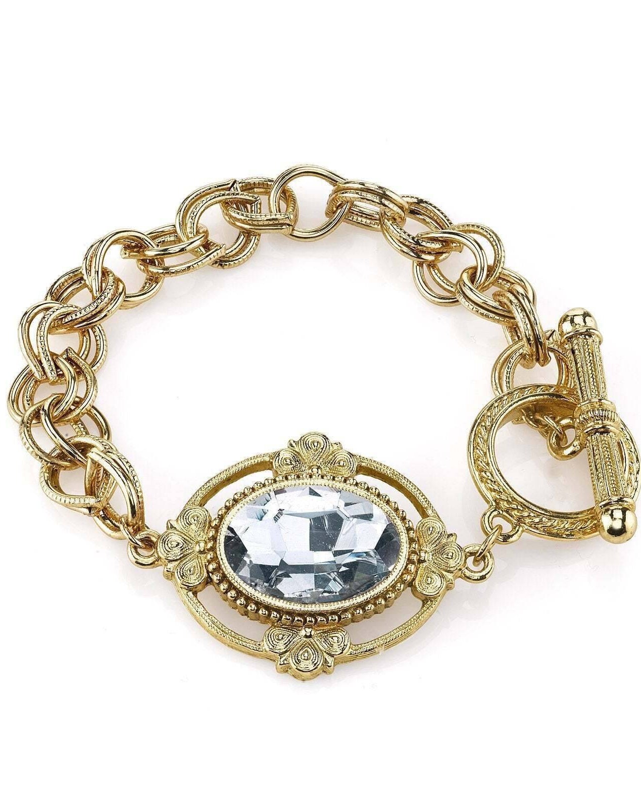 1928 Jewelry Oval Austrian Crystal Toggle Bracelet