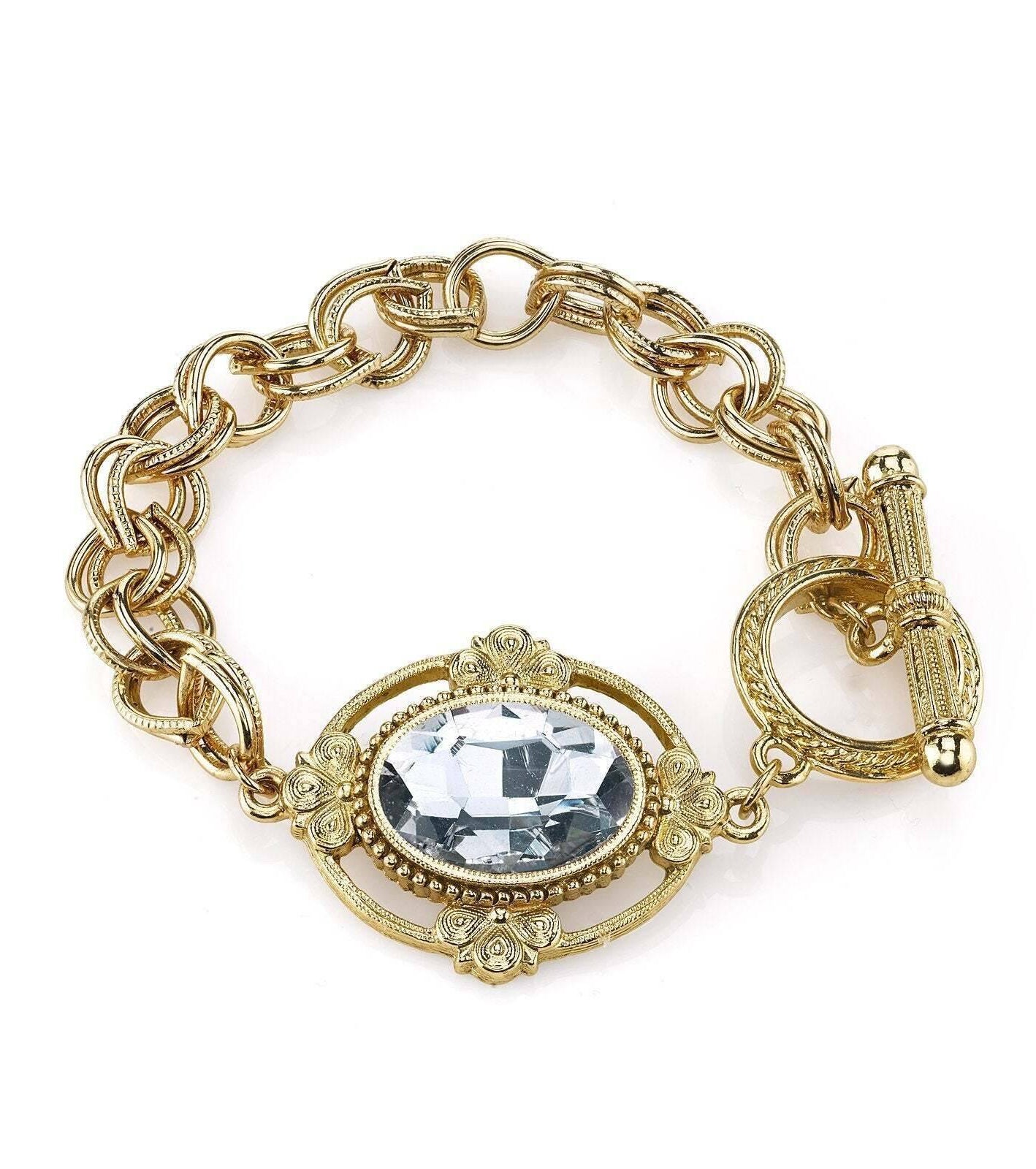 1928 Jewelry Oval Austrian Crystal Toggle Bracelet