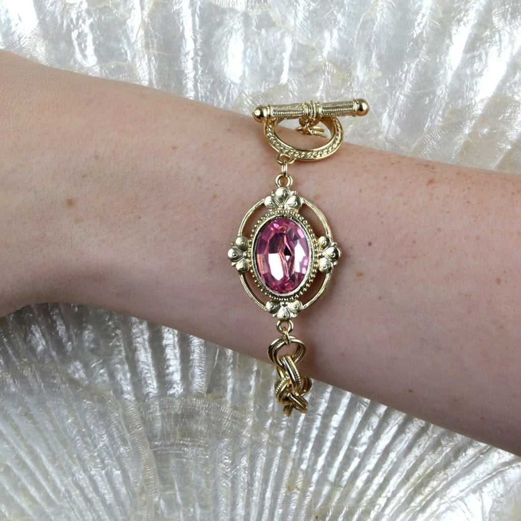 Pink Austrian Crystal Toggle Bracelet Lifestyle