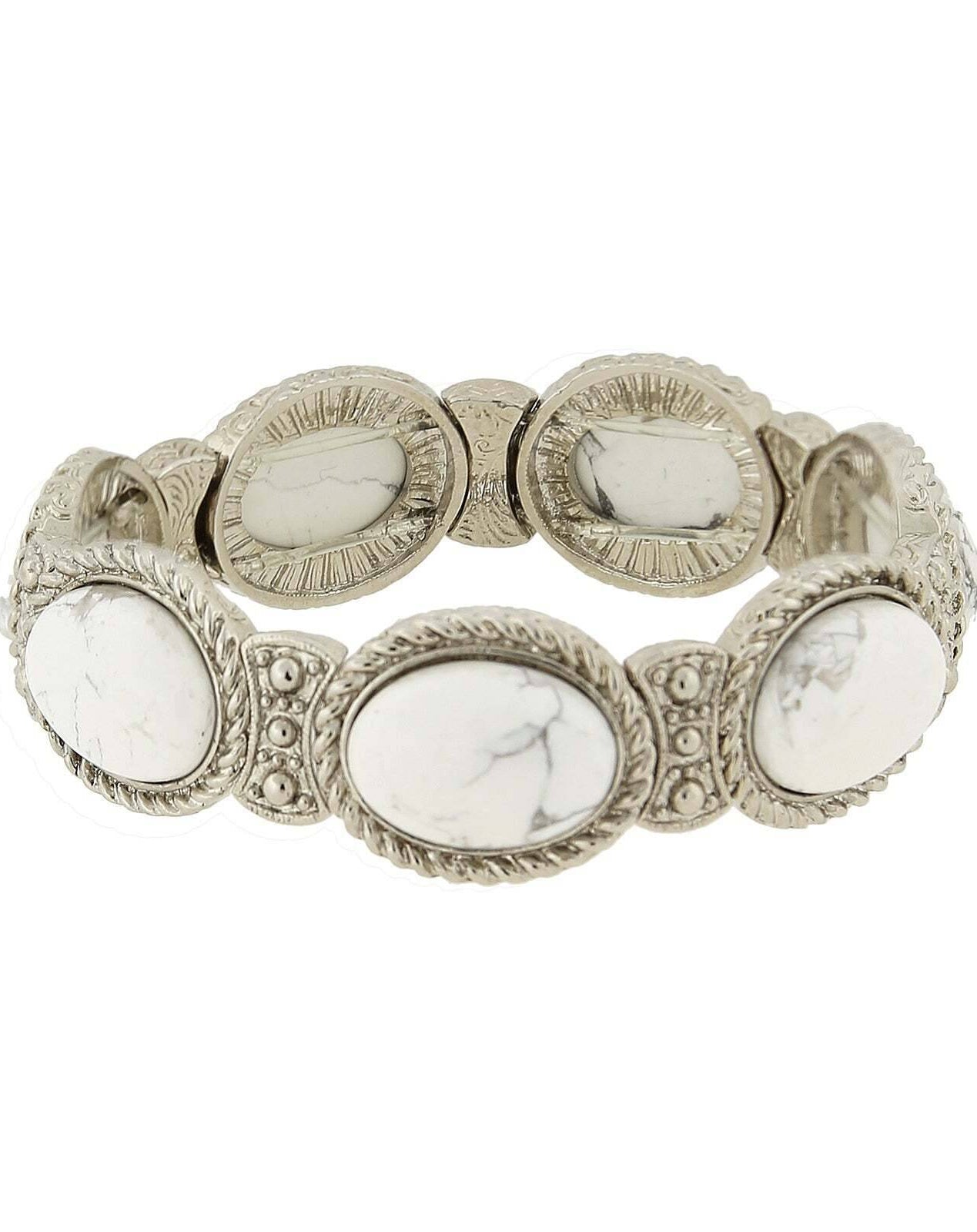 1928 Jewelry Gemstone White Howlite Stretch Bracelet