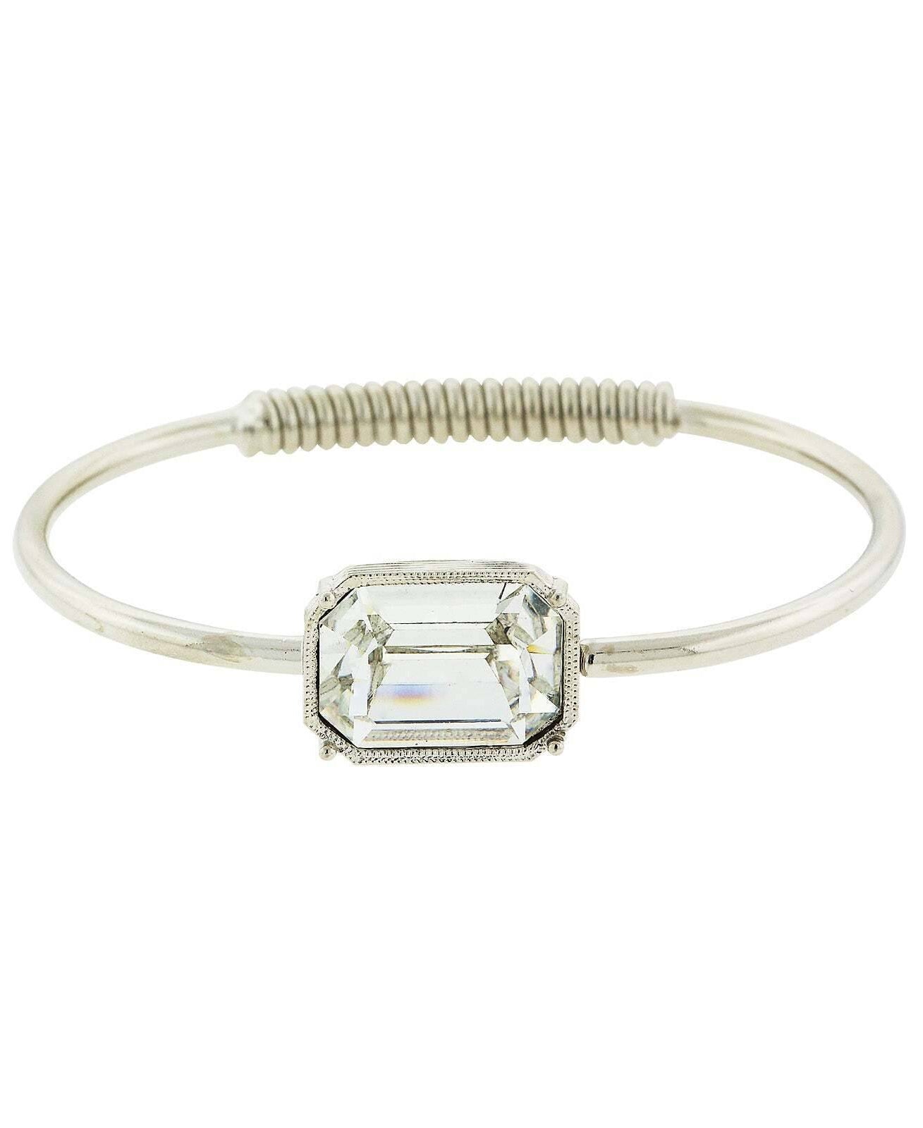 1928 Jewelry Austrian Octagon Crystal Coil Spring Bracelet