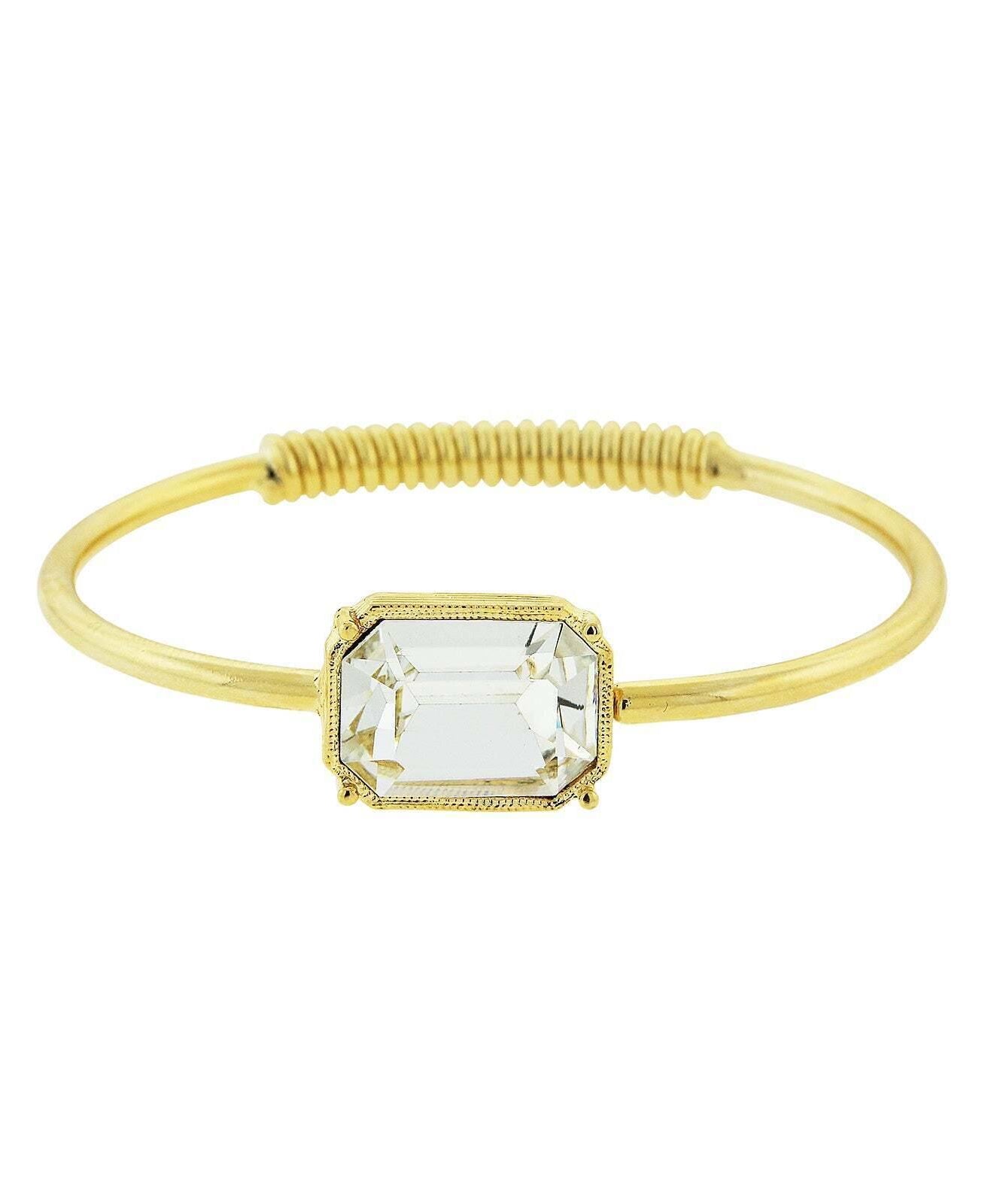1928 Jewelry Austrian Octagon Crystal Coil Spring Bracelet