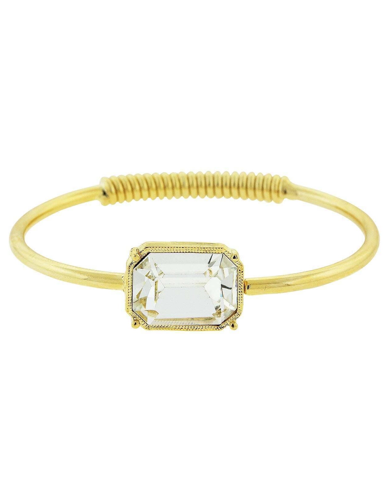 1928 Jewelry Austrian Octagon Crystal Coil Spring Bracelet