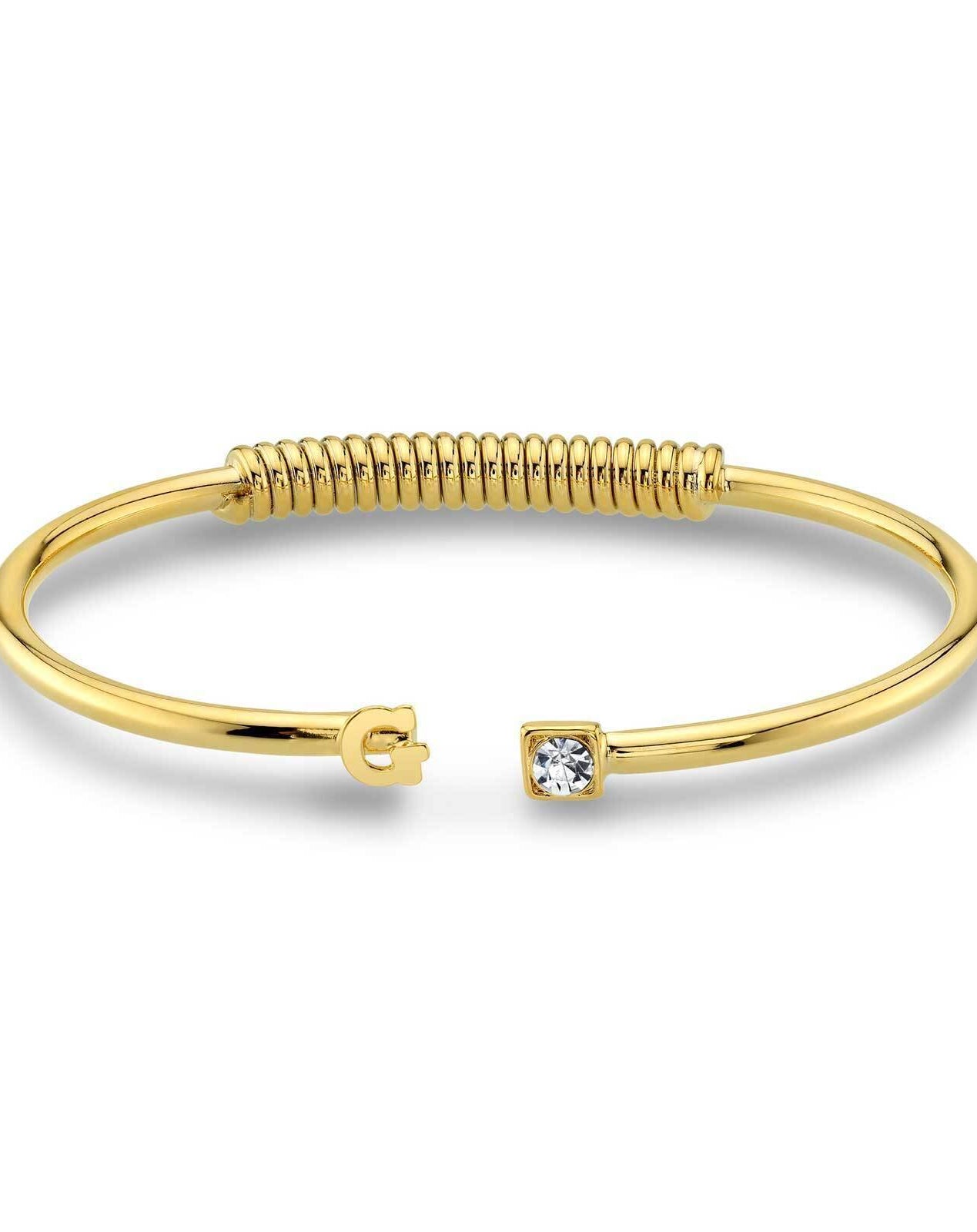 1928 Jewelry Crystal Accent With Initial Cuff Bracelet