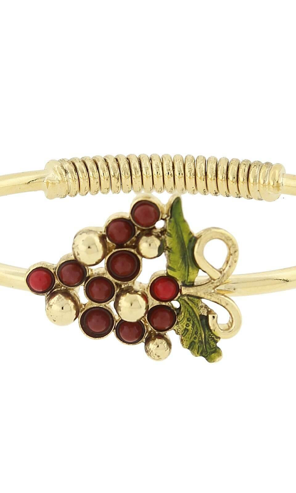 1928 Jewelry Winery Purple Grapes Spring-Hinge Bracelet