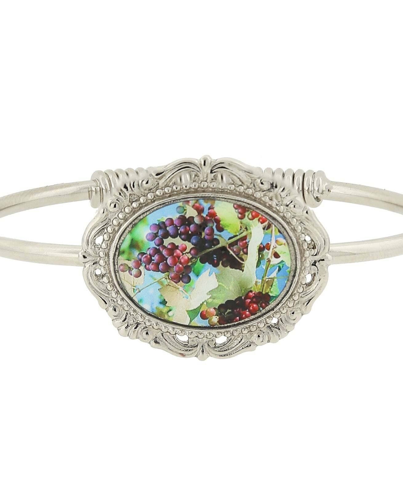 1928 Jewelry Winery Multi-Color Grapes Decal Spring-Hinge Bracelet