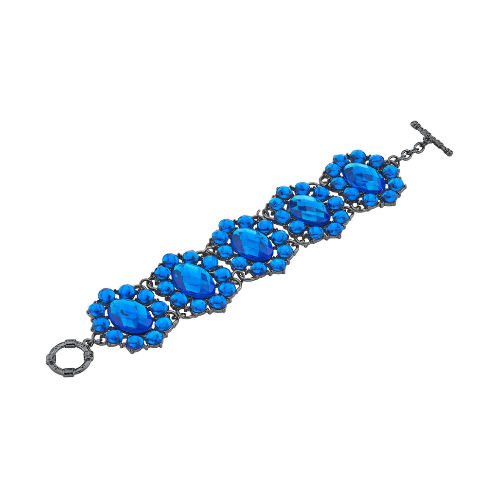 2028 Jewelry Sapphire Blue Faceted Stones Toggle Bracelet