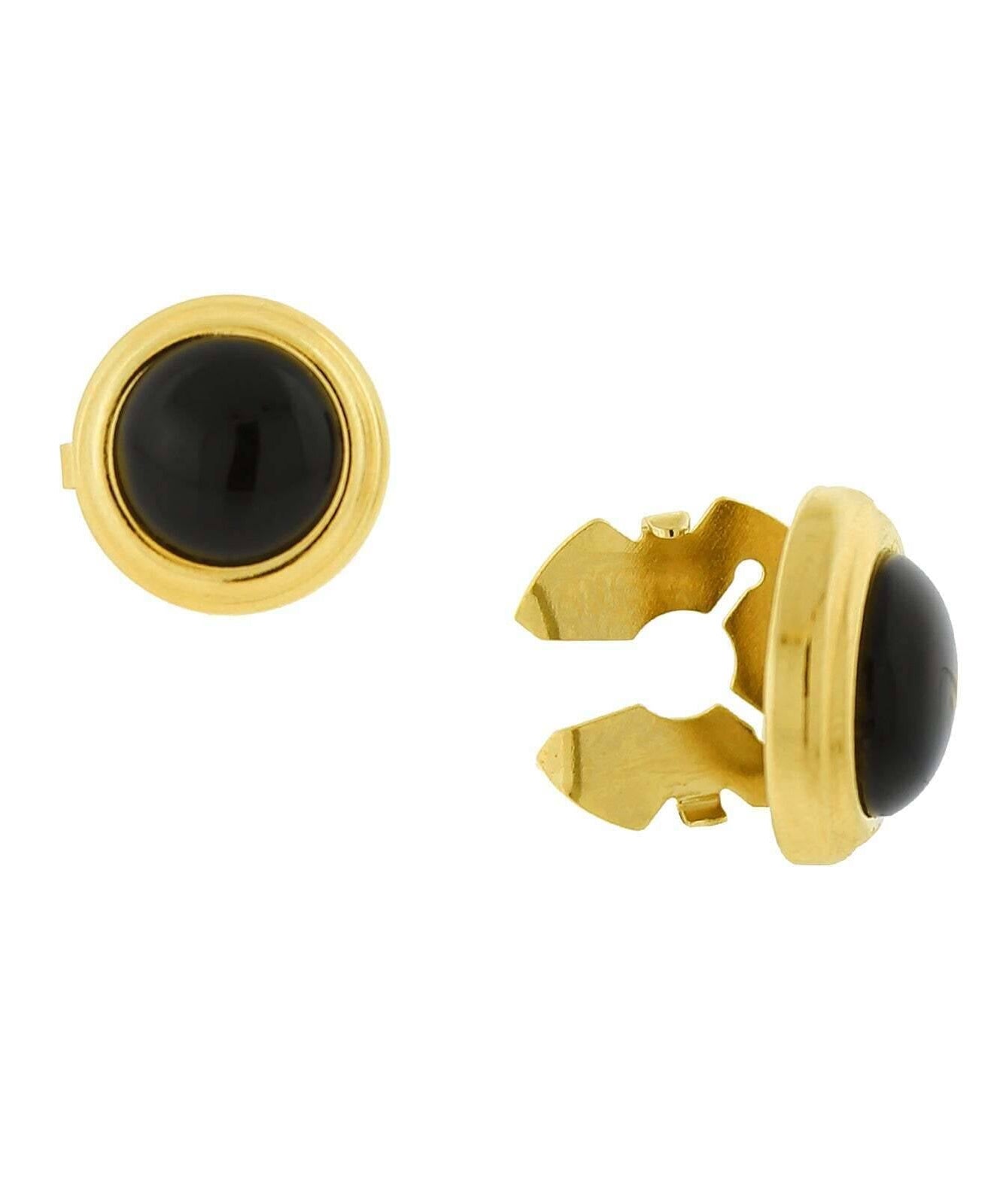 1928 Jewelry CUFF IT!¨ Cufflinks Black Stone Round Button Covers