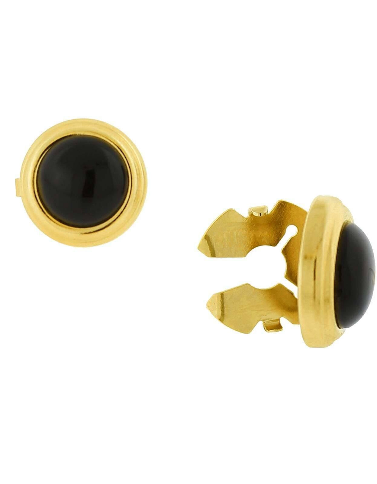 1928 Jewelry CUFF IT!¨ Cufflinks Black Stone Round Button Covers
