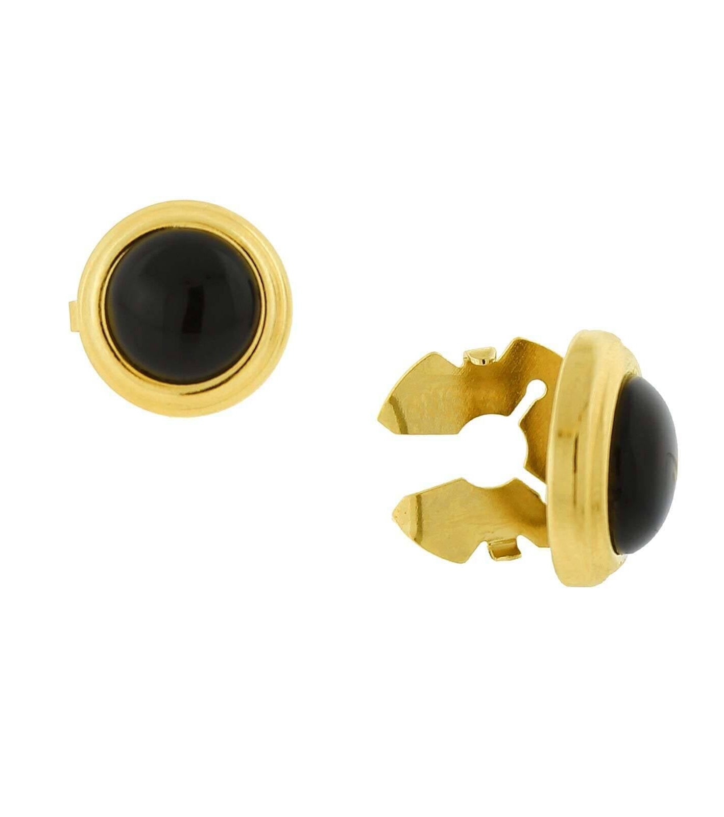 1928 Jewelry CUFF IT!¨ Cufflinks Black Stone Round Button Covers