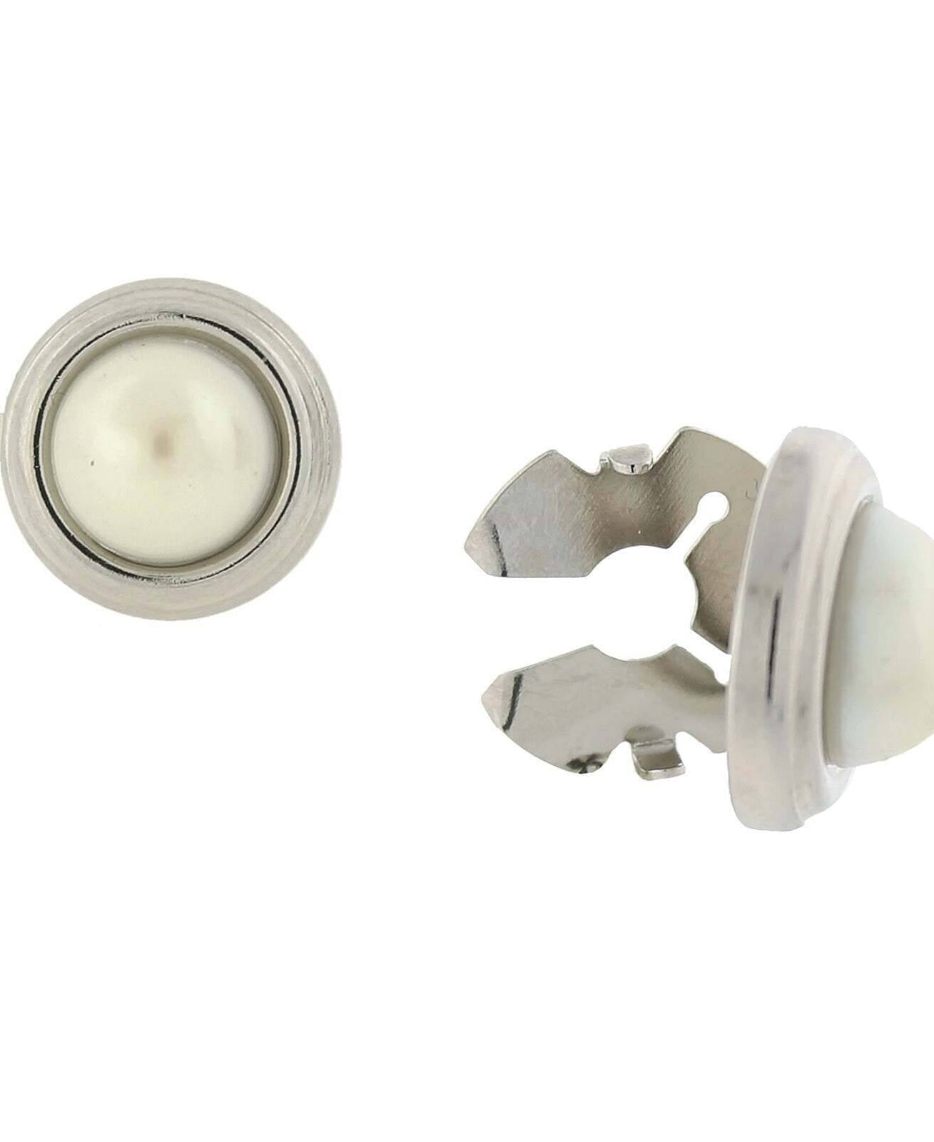 1928 Jewelry CUFF IT!¨ Cufflinks White Faux Pearl Round Button Covers