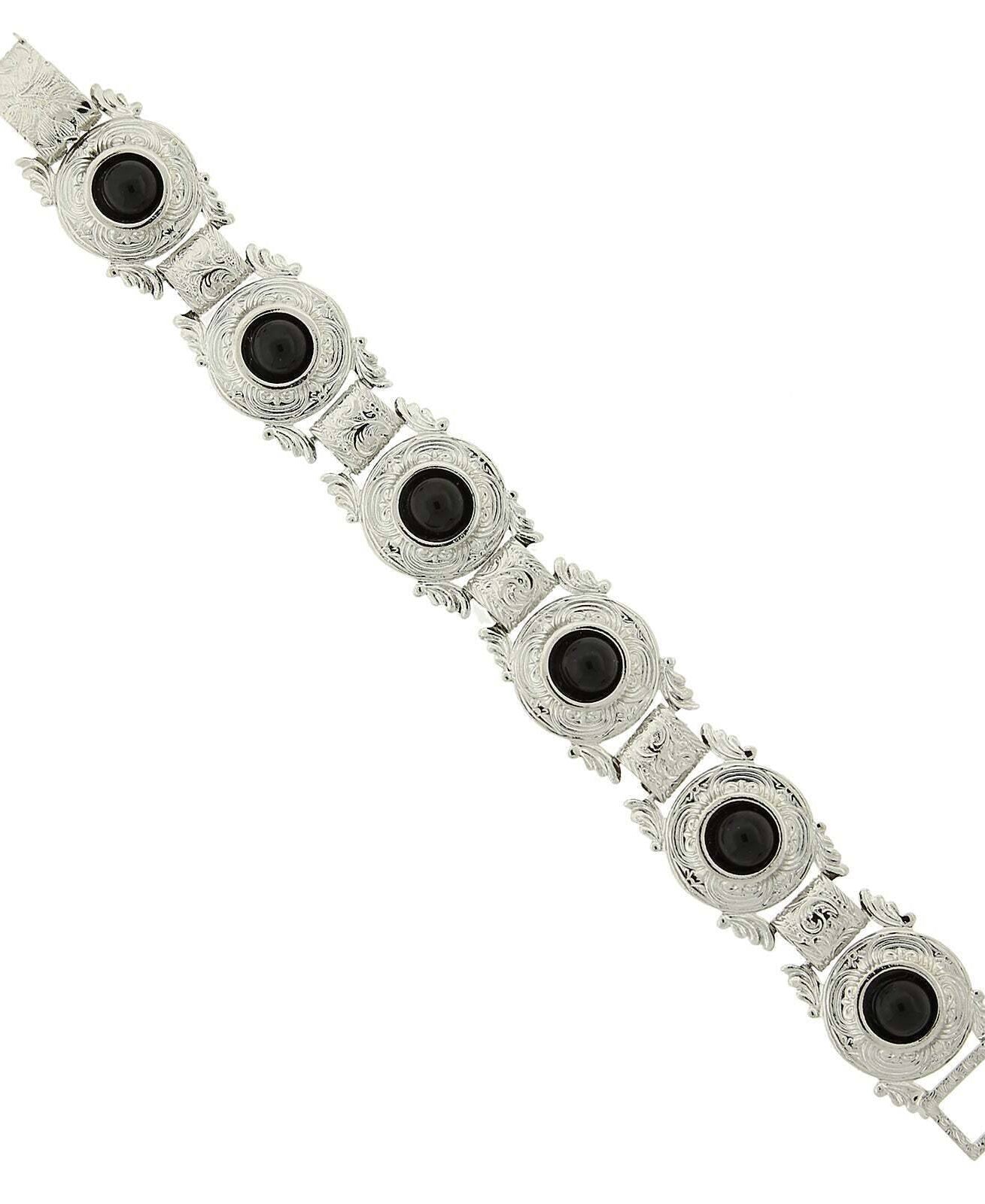 2028 Jewelry Deco Black Stone Etched Bracelet