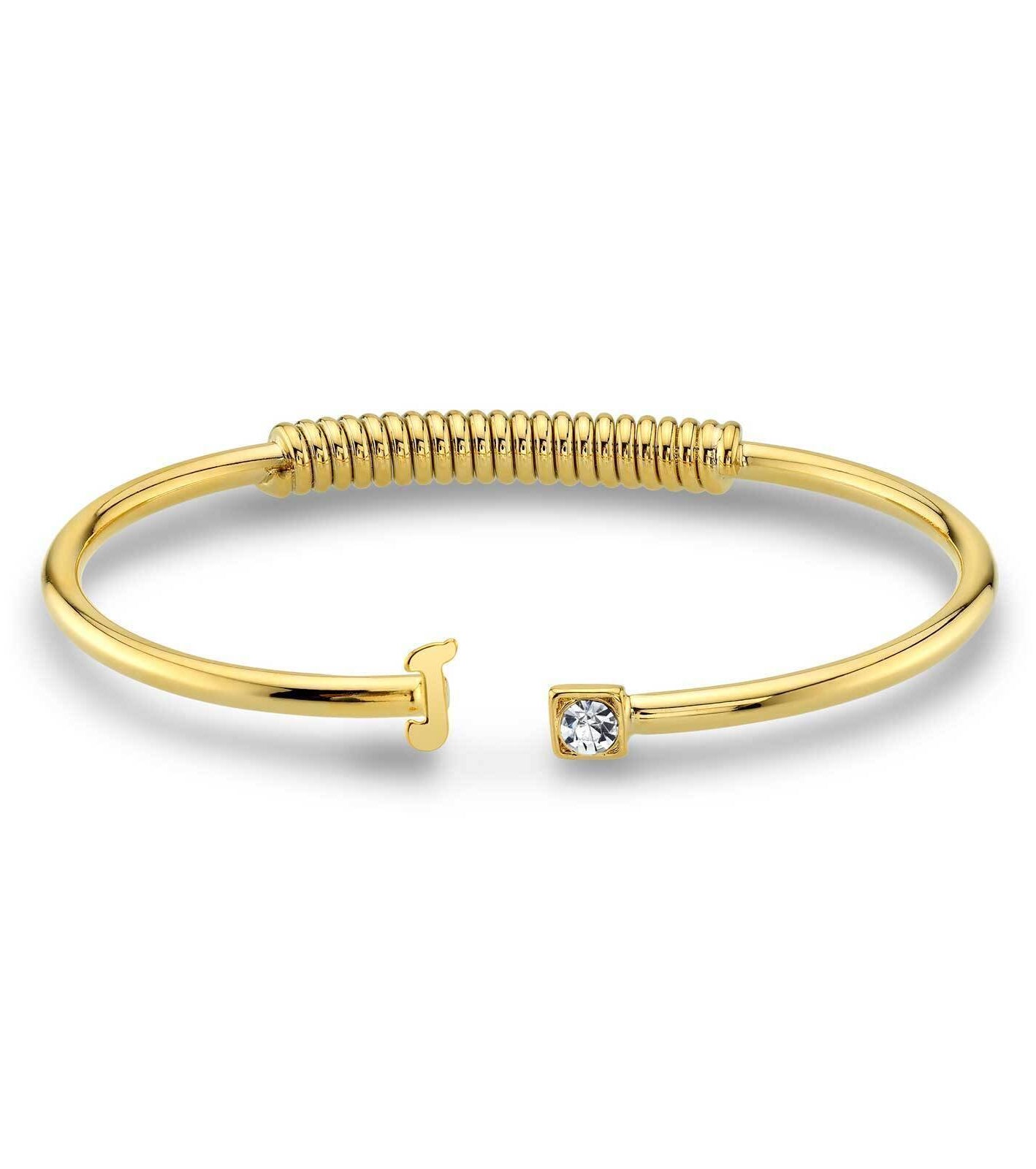 1928 Jewelry Crystal Accent With Initial Cuff Bracelet