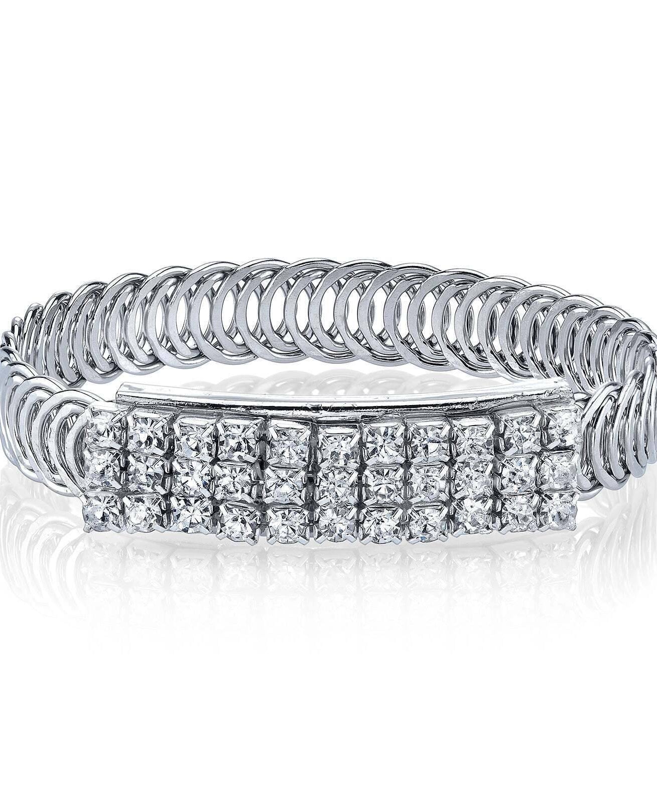 1928 Jewelry Clear Crystal Rhinestone Slim Belt Bracelet