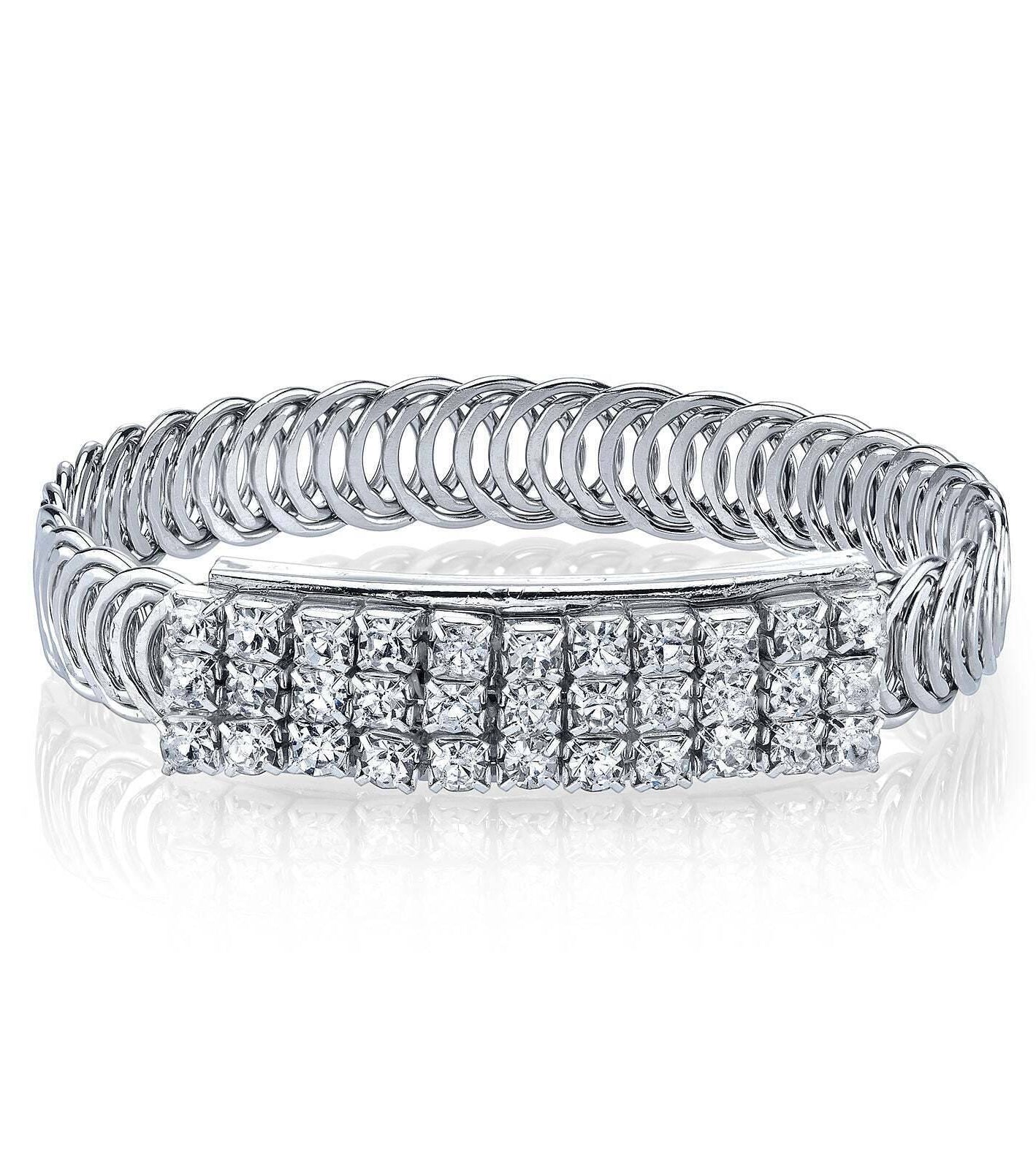 1928 Jewelry Clear Crystal Rhinestone Slim Belt Bracelet