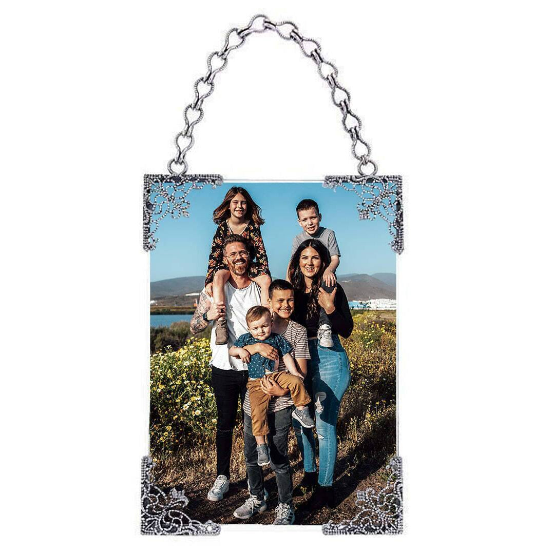 1928 Jewelry Deco Filigree Hanging Wall Glass Picture Frame 5" x 7"