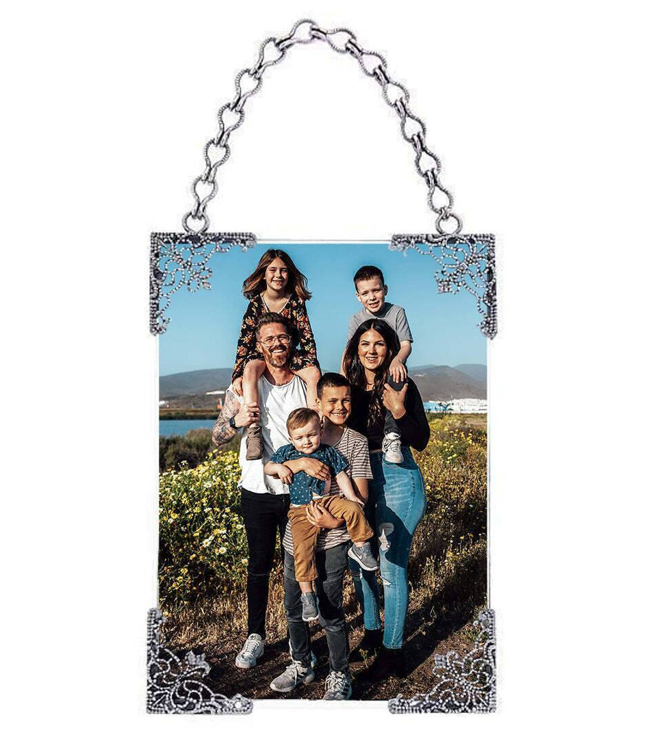 1928 Jewelry Deco Filigree Hanging Wall Glass Picture Frame 5" x 7"